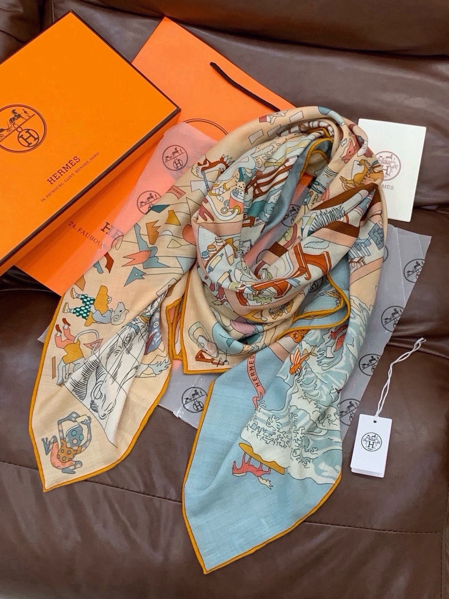 Cheap New Hermes high-quality scarf in 216927, $55 USD- [IB216927] - Replica Hermes Cashmere scarf