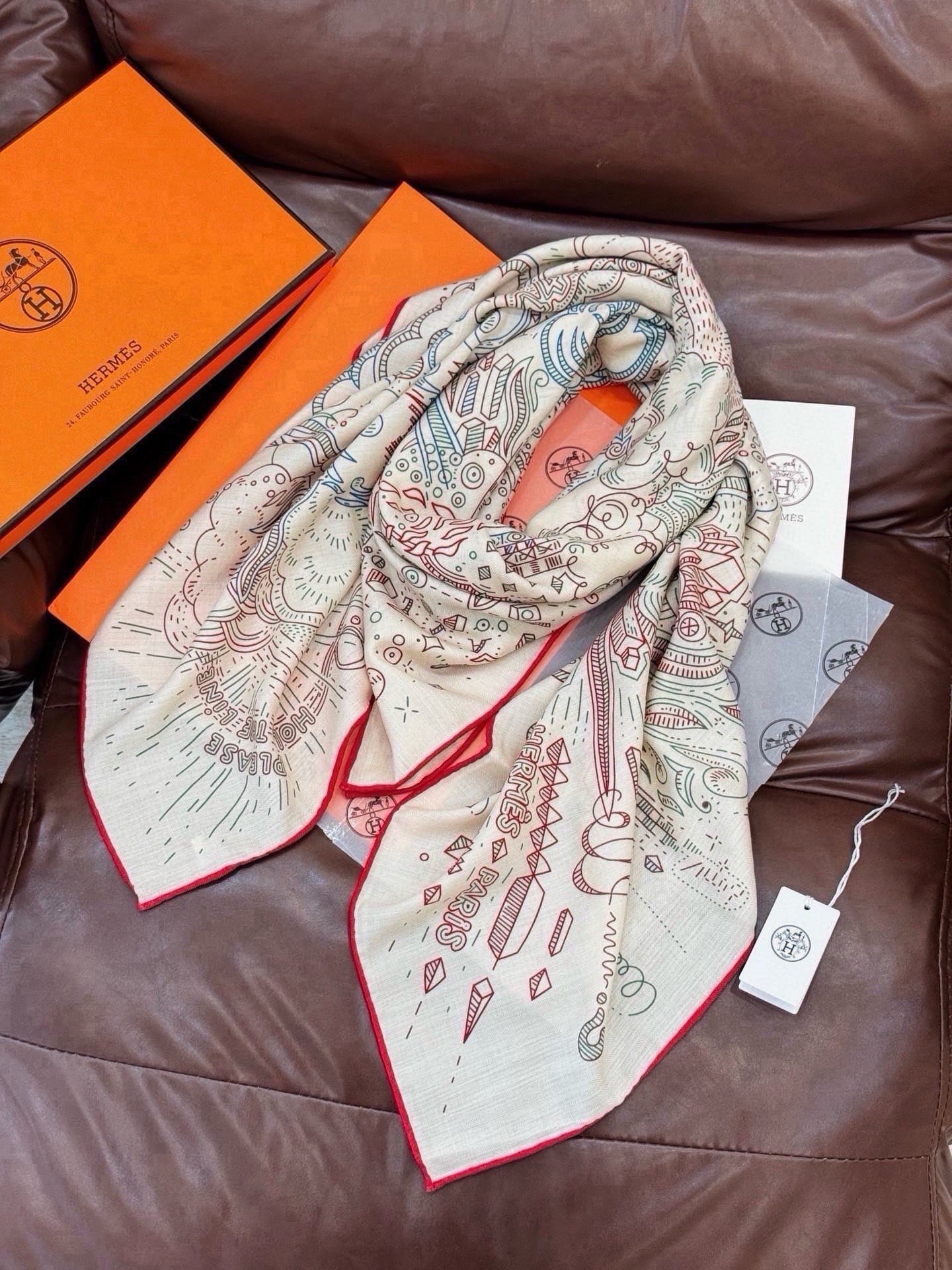 Cheap New Hermes high-quality scarf in 216957, $55 USD- [IB216957] - Replica Hermes Cashmere scarf