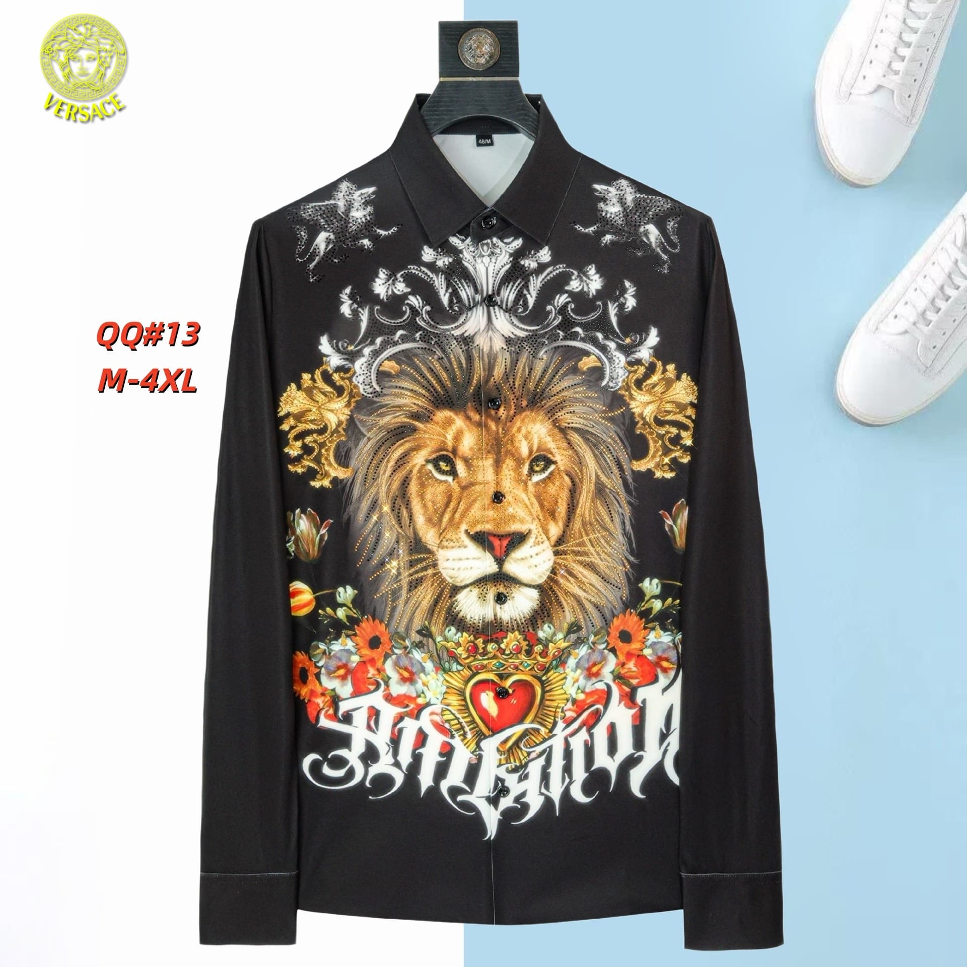 Cheap Versace Long-Sleeved Polo Shirts in 217074, $45 USD- [IB217074] - Replica Versace Long-Sleeved Polo Shirts