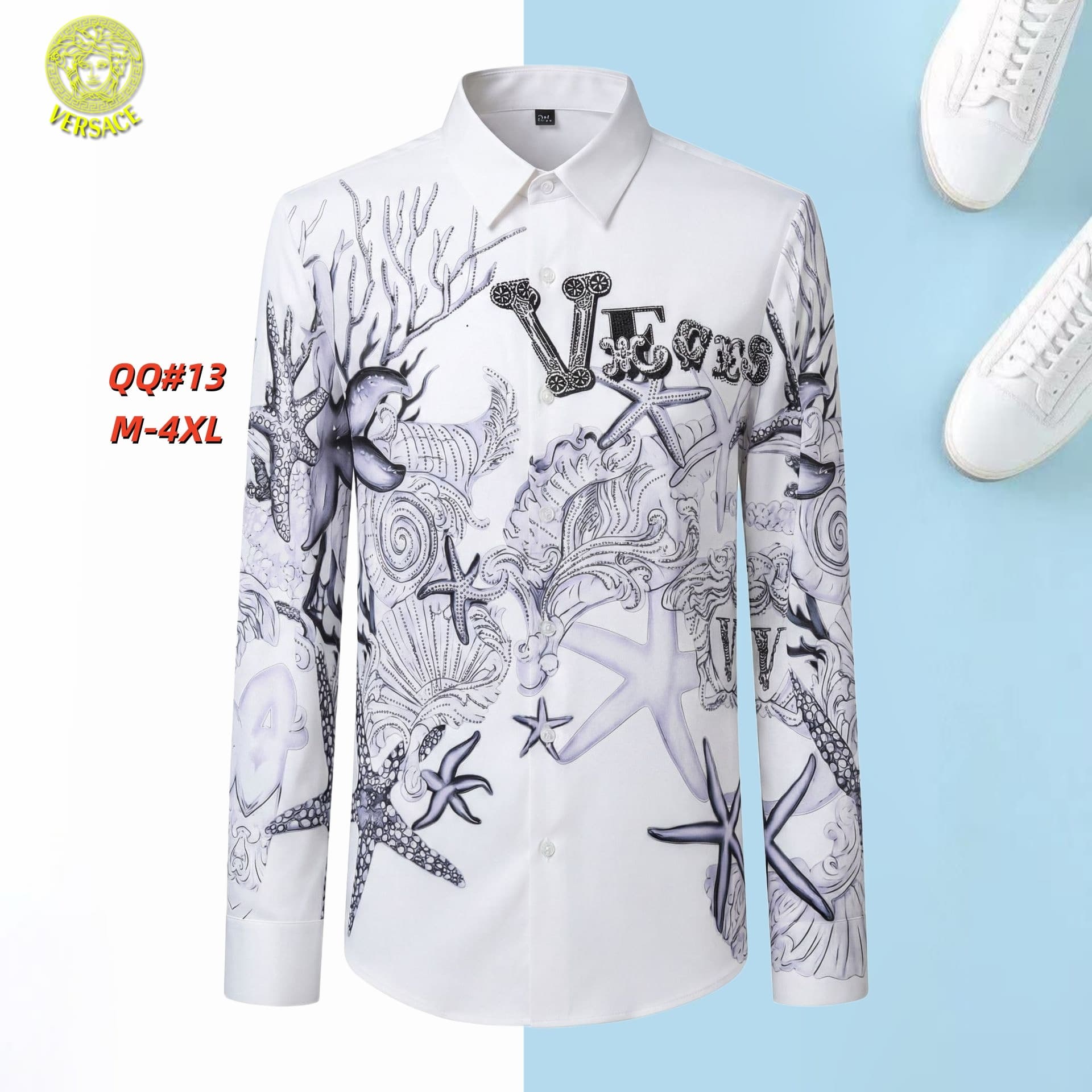 Cheap Versace Long-Sleeved Polo Shirts in 217079, $45 USD- [IB217079] - Replica Versace Long-Sleeved Polo Shirts
