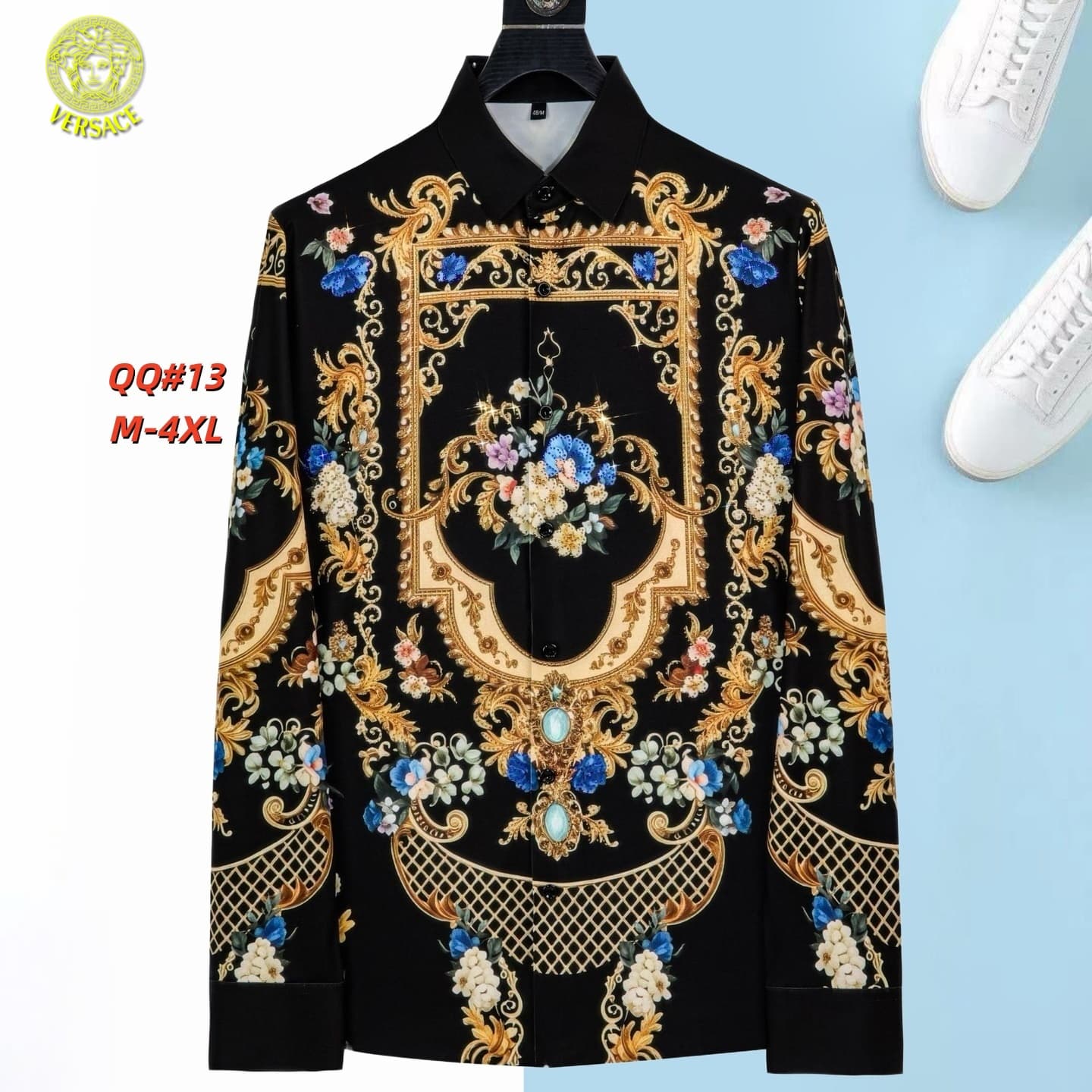 Cheap Versace Long-Sleeved Polo Shirts in 217080, $45 USD- [IB217080] - Replica Versace Long-Sleeved Polo Shirts