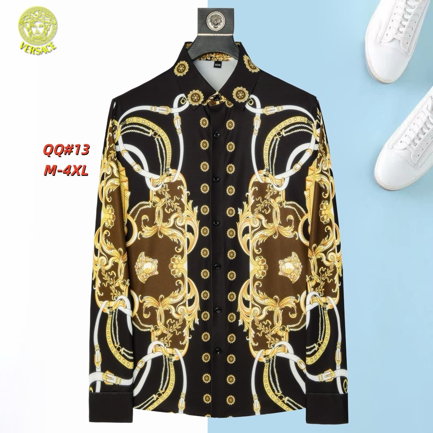 Cheap Versace Long-Sleeved Polo Shirts in 217082, $45 USD- [IB217082] - Replica Versace Long-Sleeved Polo Shirts
