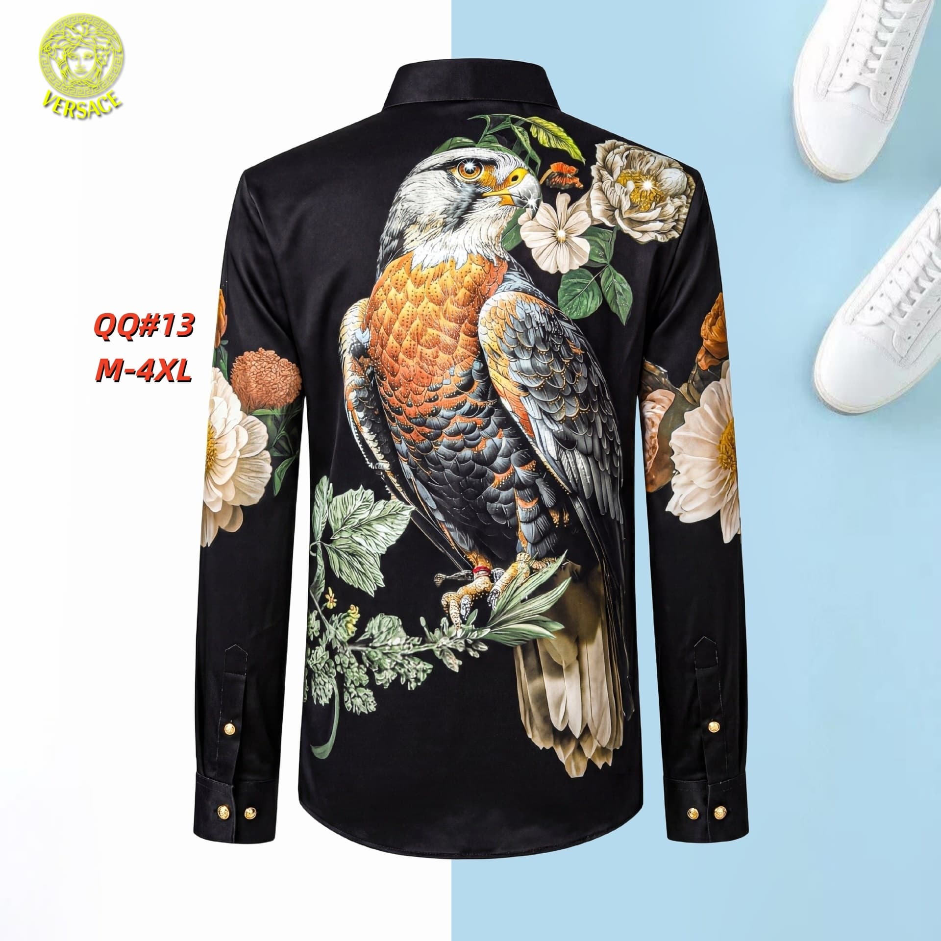 Cheap Versace Long-Sleeved Polo Shirts in 217084, $45 USD- [IB217084] - Replica Versace Long-Sleeved Polo Shirts