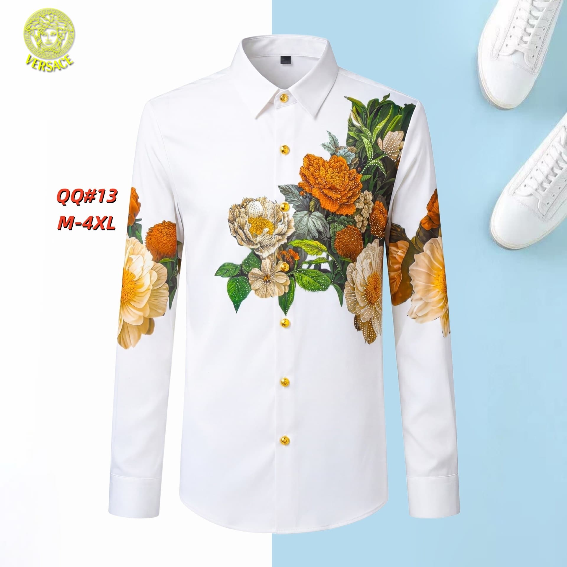 Cheap Versace Long-Sleeved Polo Shirts in 217085, $45 USD- [IB217085] - Replica Versace Long-Sleeved Polo Shirts