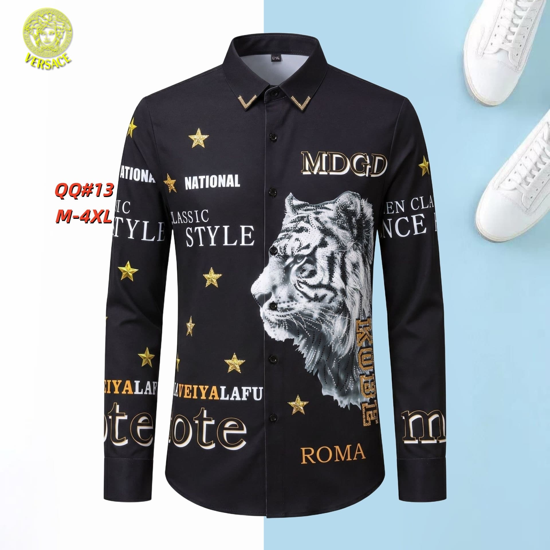 Cheap Versace Long-Sleeved Polo Shirts in 217087, $45 USD- [IB217087] - Replica Versace Long-Sleeved Polo Shirts
