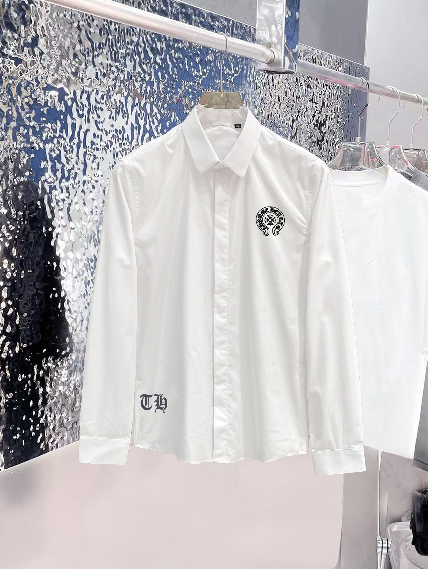 Cheap New Arrivals Chrome Hearts Shirts For Men in 217243, $60 USD- [IB217243] - Replica Chrome Hearts Loewe Brand Long-Sleeved Polo Shirts for Men