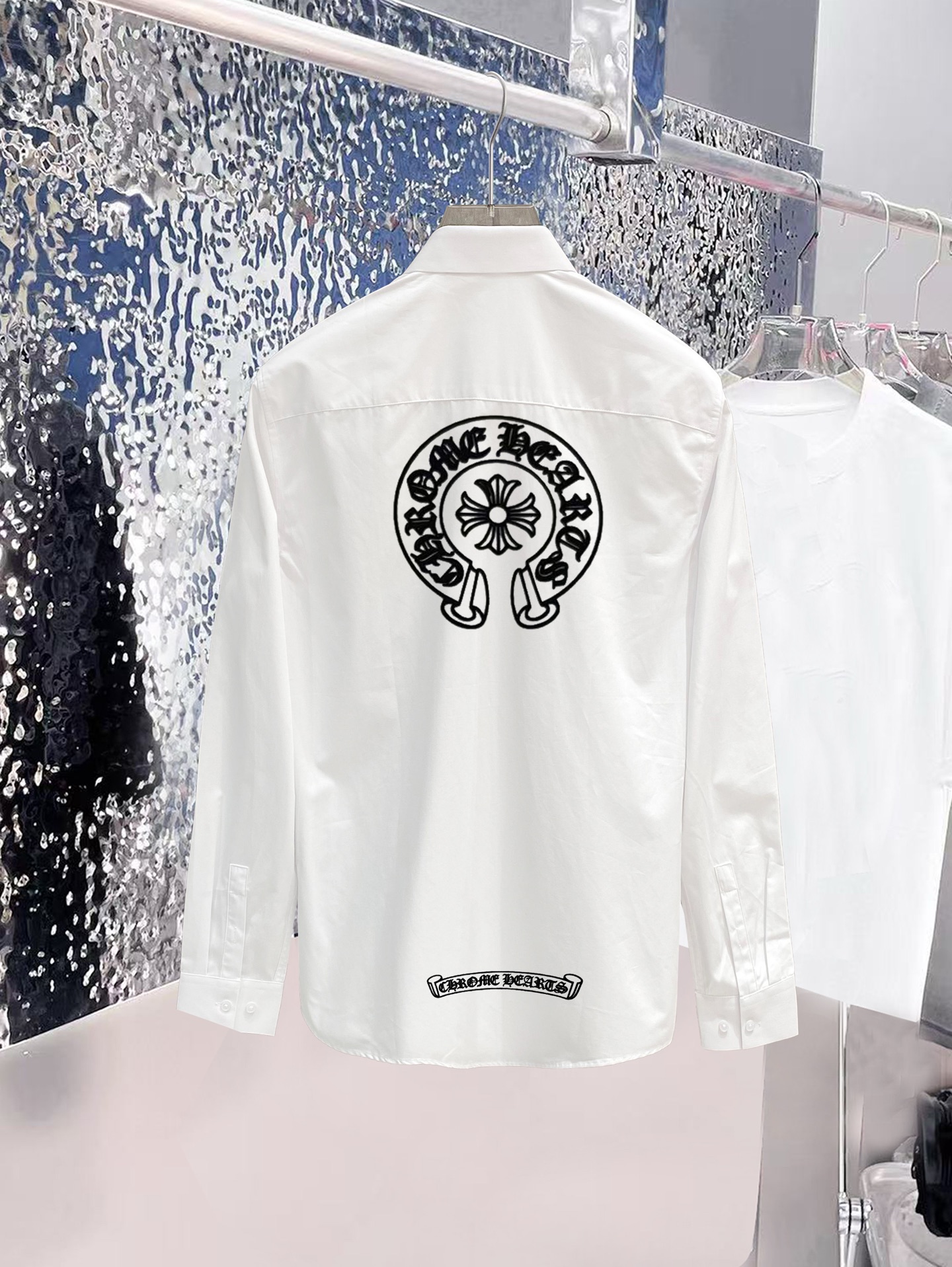 Cheap New Arrivals Chrome Hearts Shirts For Men in 217243, $60 USD- [IB217243] - Replica Chrome Hearts Loewe Brand Long-Sleeved Polo Shirts for Men
