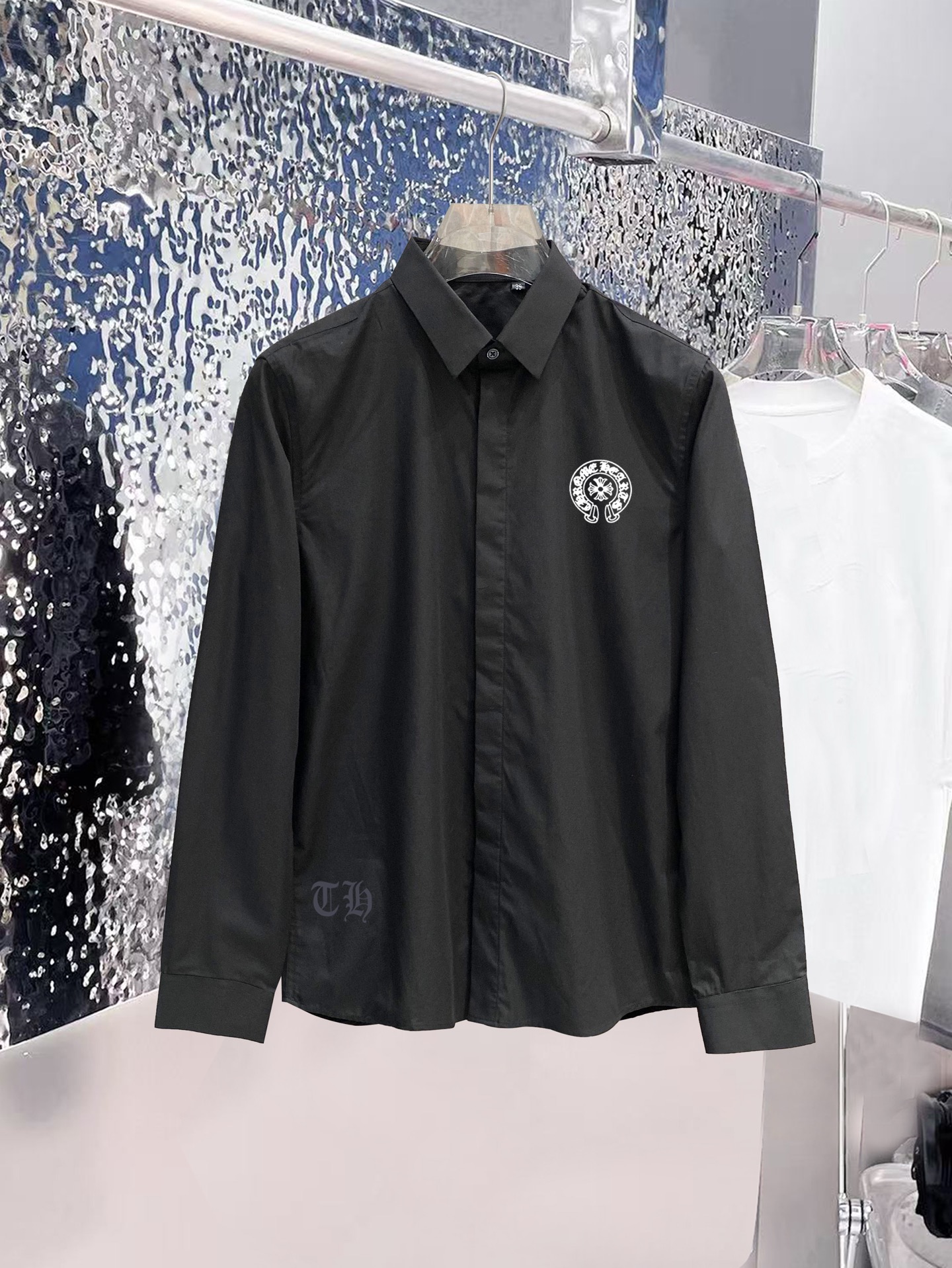 Cheap New Arrivals Chrome Hearts Shirts For Men in 217244, $60 USD- [IB217244] - Replica Chrome Hearts Loewe Brand Long-Sleeved Polo Shirts for Men