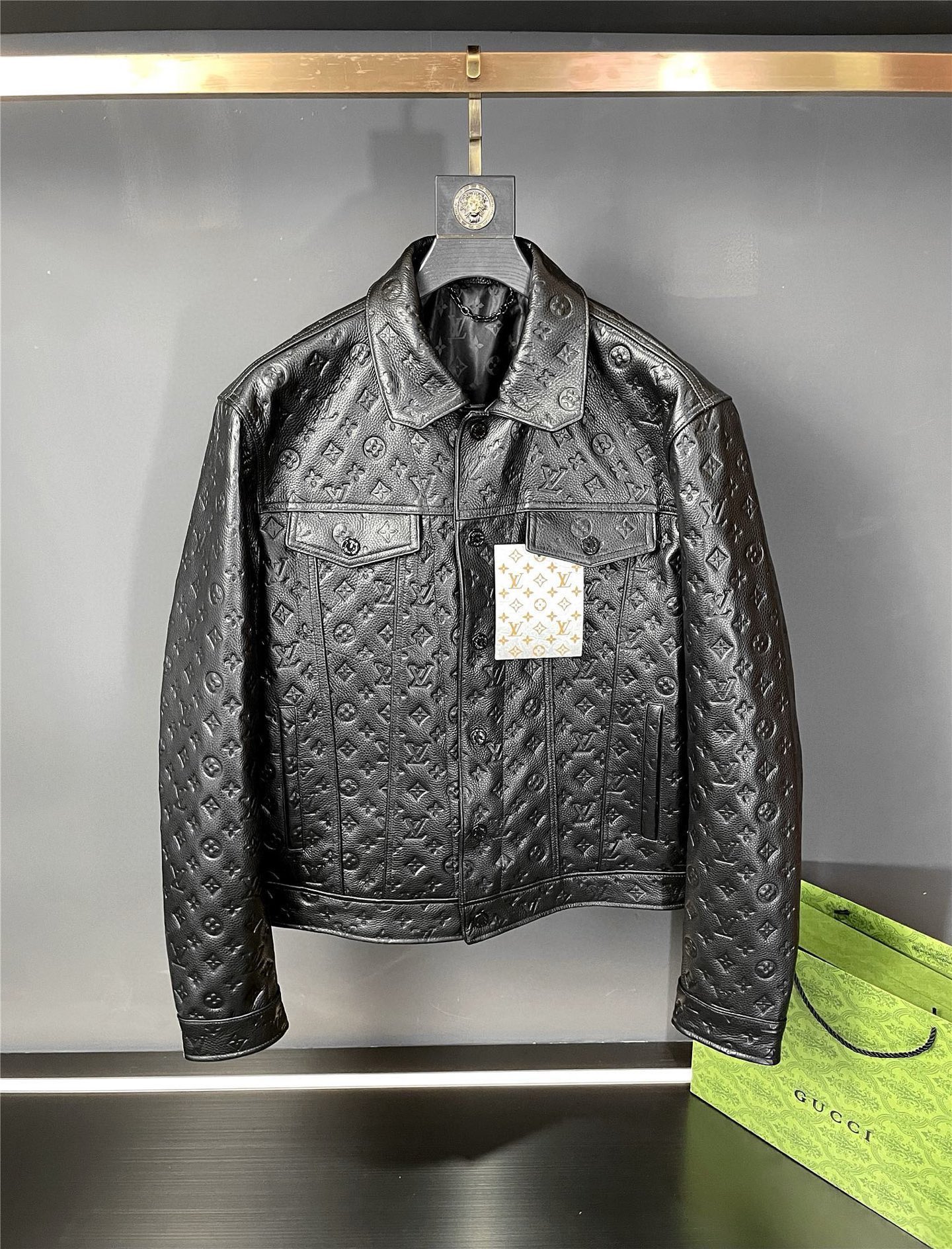 Cheap New Arrivals Louis Vuitton Top quality Leather Jackets For Men in 217462, $450 USD- [IB217462] - Replica Louis Vuitton Thick Jackets For Men