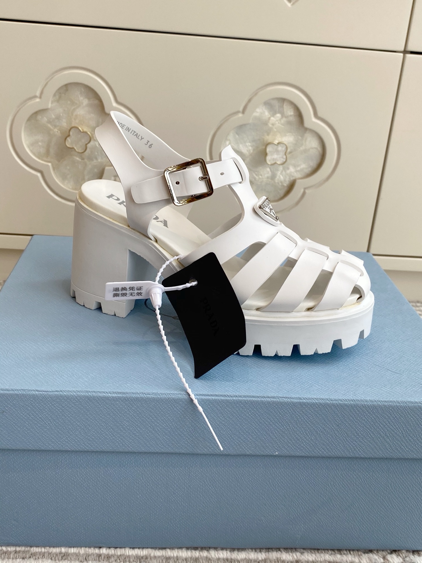Cheap New Arrivals Prada High Heel Sandals For Women in 217645, $75 USD- [IB217645] - Replica Prada Slippers For Women