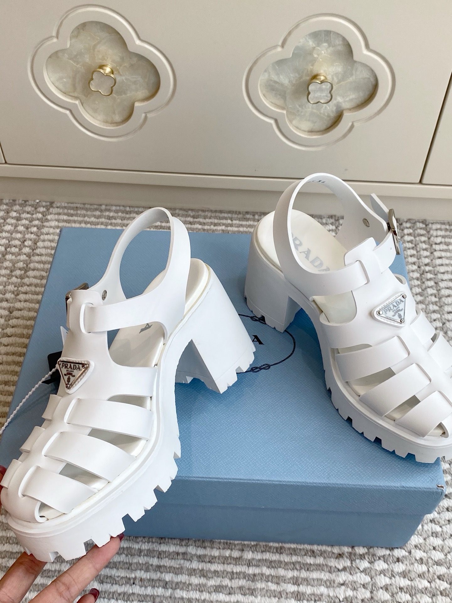 Cheap New Arrivals Prada High Heel Sandals For Women in 217645, $75 USD- [IB217645] - Replica Prada Slippers For Women