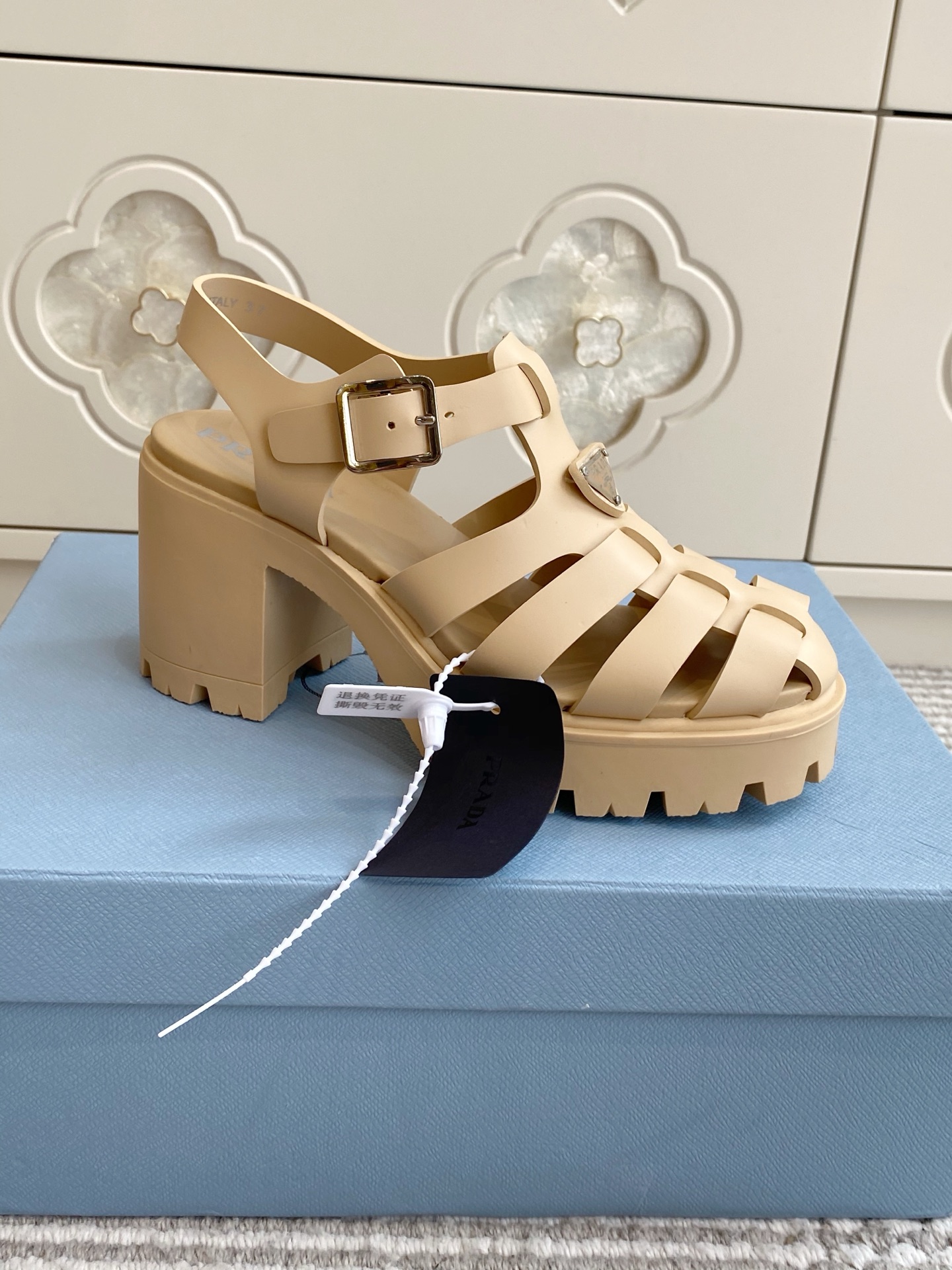 Cheap New Arrivals Prada High Heel Sandals For Women in 217647, $75 USD- [IB217647] - Replica Prada Slippers For Women