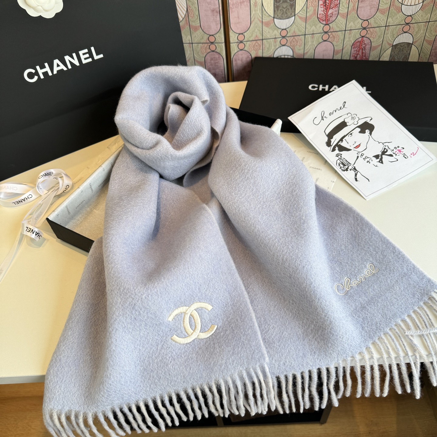 Cheap New  Chanel high-quality scarf in 217675, $55 USD- [IB217675] - Replica Chanel Scarf