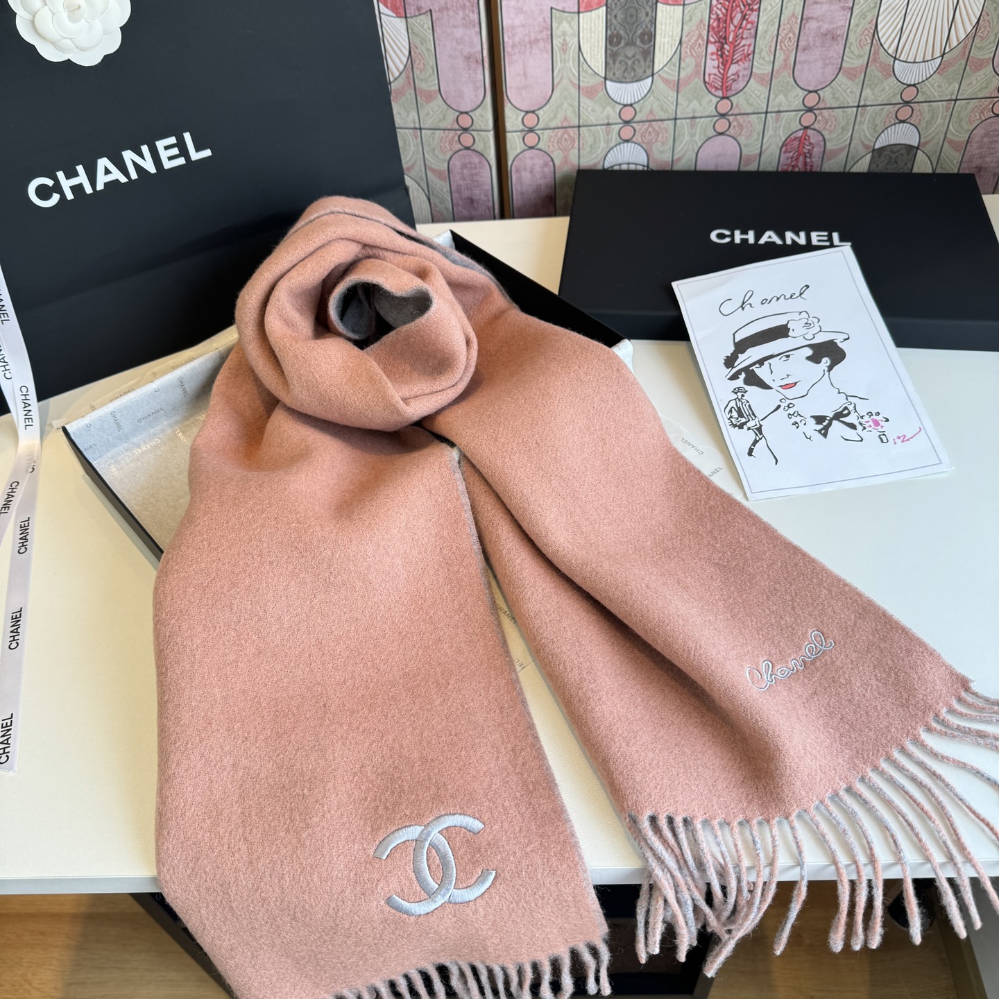 Cheap New  Chanel high-quality scarf in 217676, $55 USD- [IB217676] - Replica Chanel Scarf