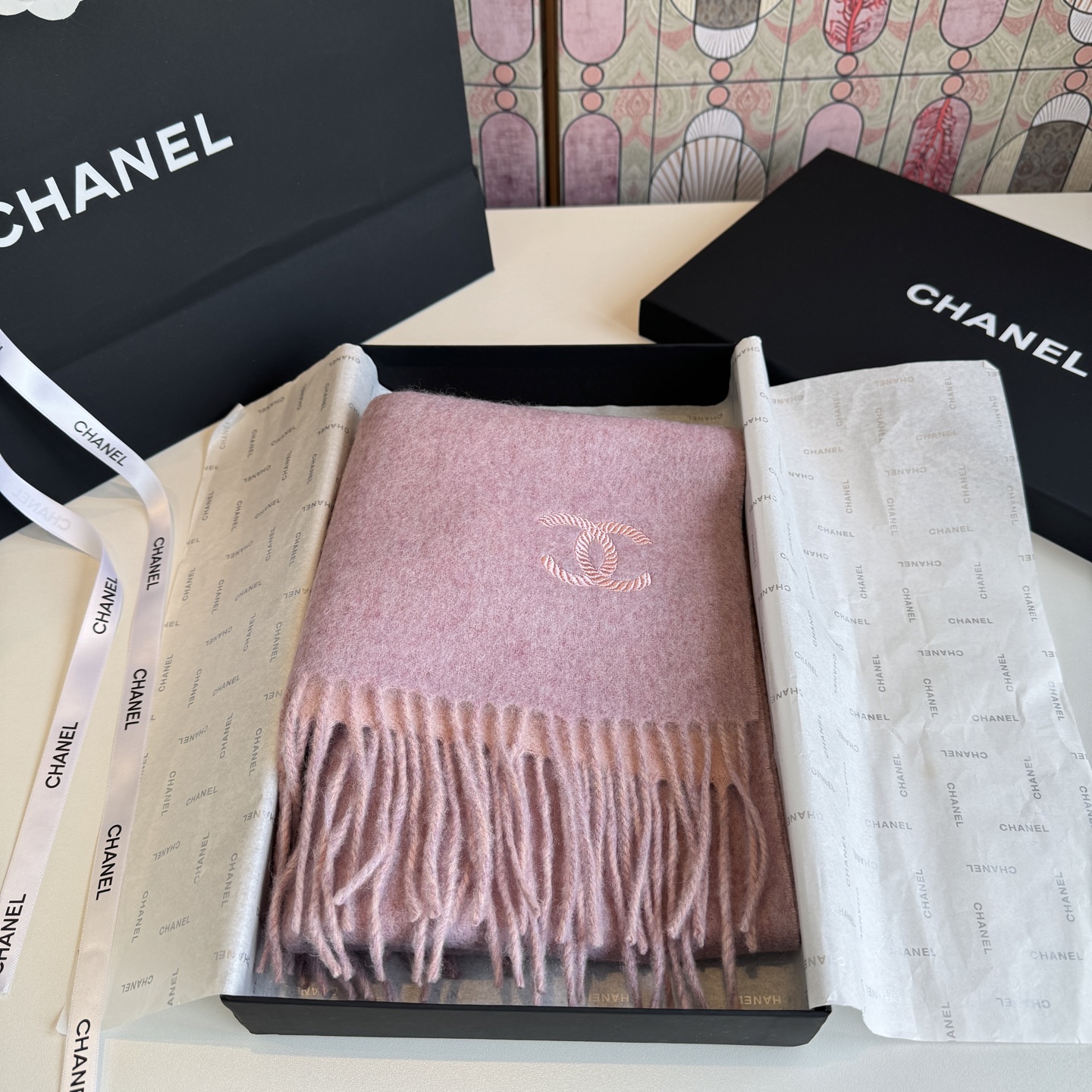 Cheap New  Chanel high-quality scarf in 217677, $55 USD- [IB217677] - Replica Chanel Scarf