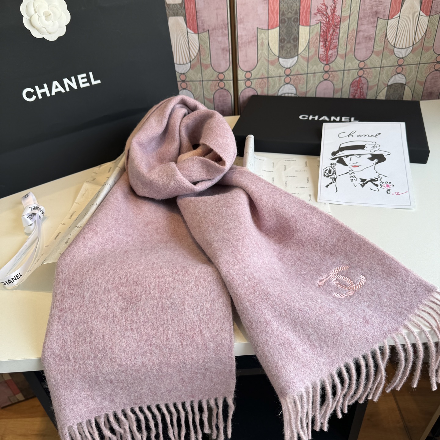 Cheap New  Chanel high-quality scarf in 217677, $55 USD- [IB217677] - Replica Chanel Scarf