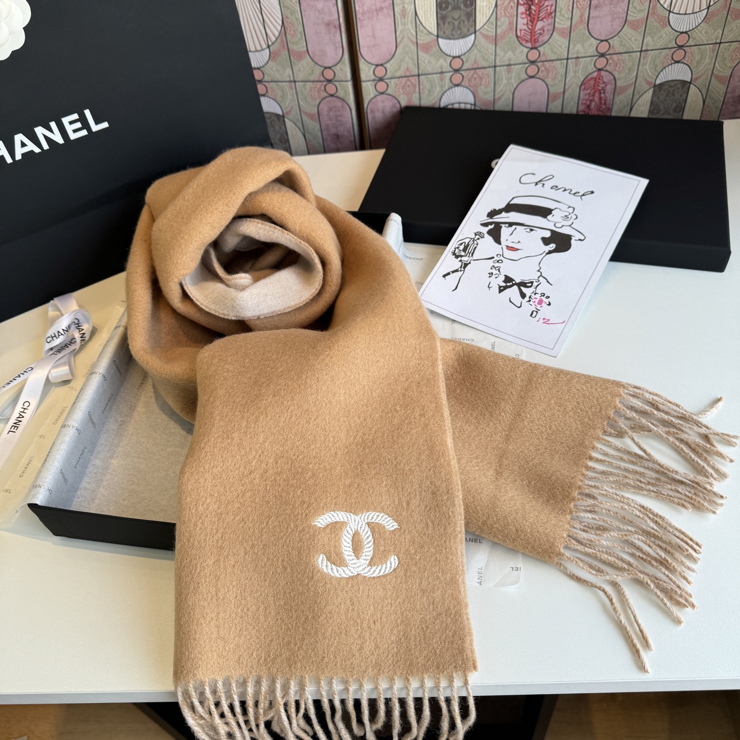Cheap New  Chanel high-quality scarf in 217678, $55 USD- [IB217678] - Replica Chanel Scarf
