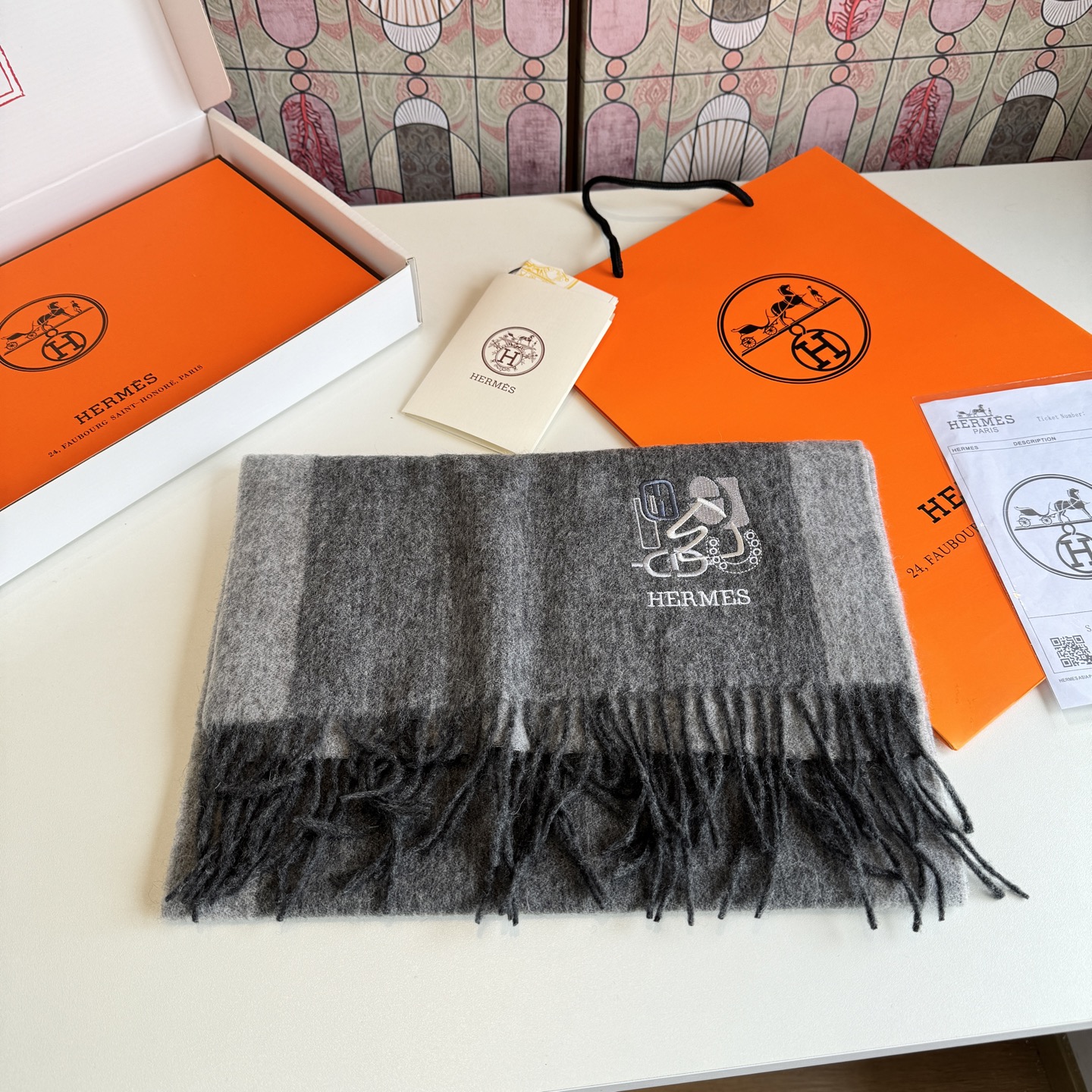 Cheap New Hermes high-quality scarf in 217792, $50 USD- [IB217792] - Replica Hermes Cashmere scarf