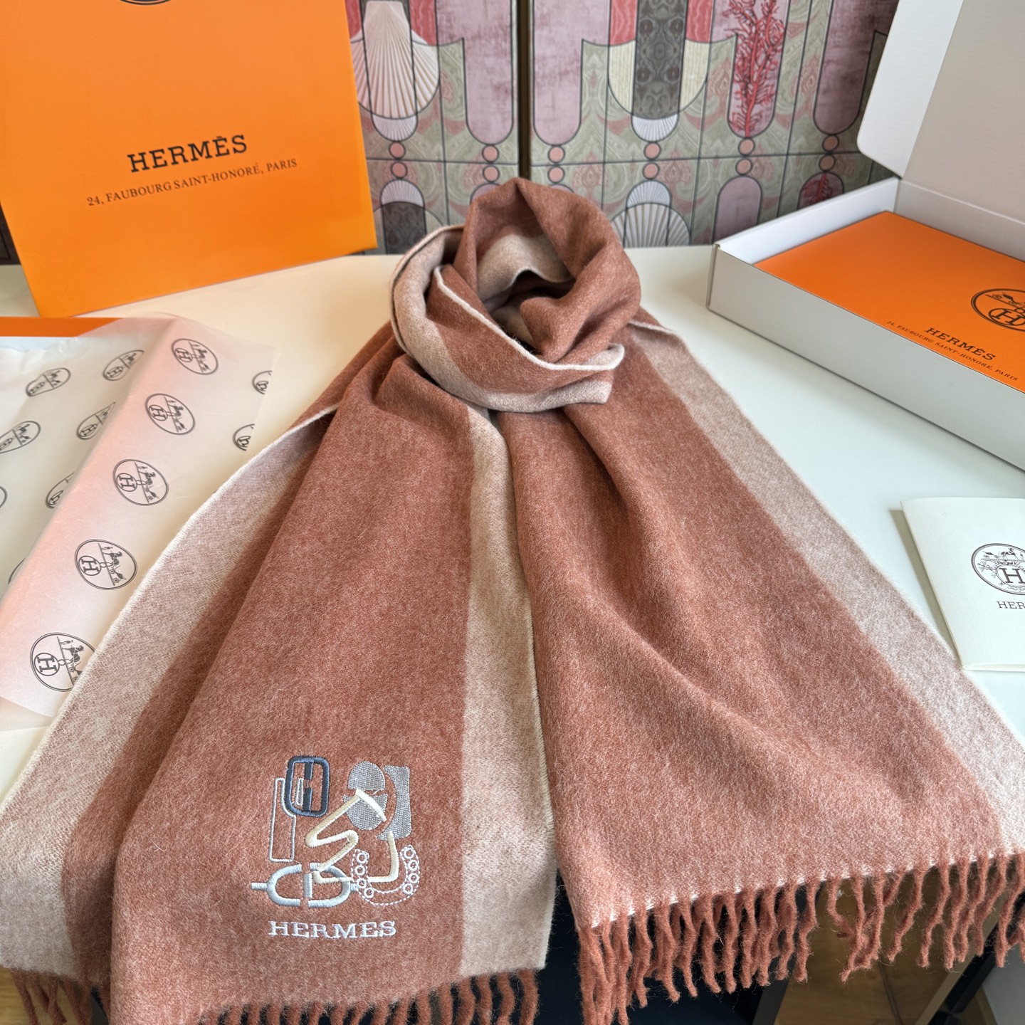 Cheap New Hermes high-quality scarf in 217794, $50 USD- [IB217794] - Replica Hermes Cashmere scarf