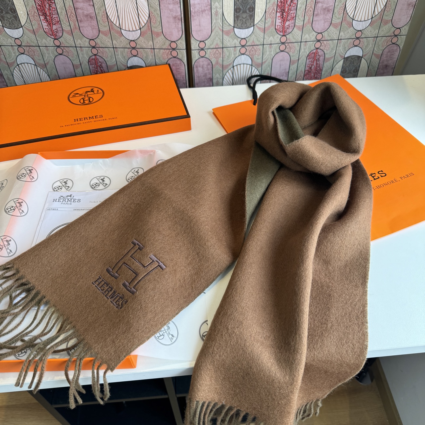 Cheap New Hermes high-quality scarf in 217796, $50 USD- [IB217796] - Replica Hermes Cashmere scarf