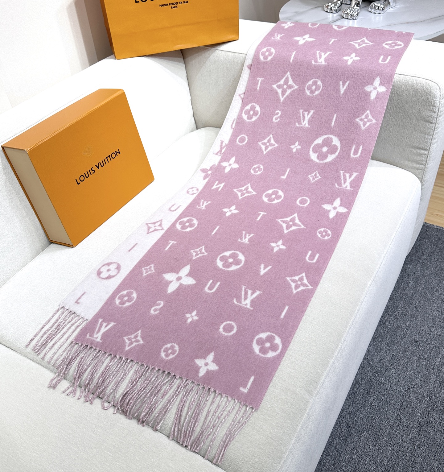 Cheap Louis Vuitton Cashmere Scarf in 218202, $55 USD- [IB218202] - Replica Louis Vuitton Cashmere Scarf