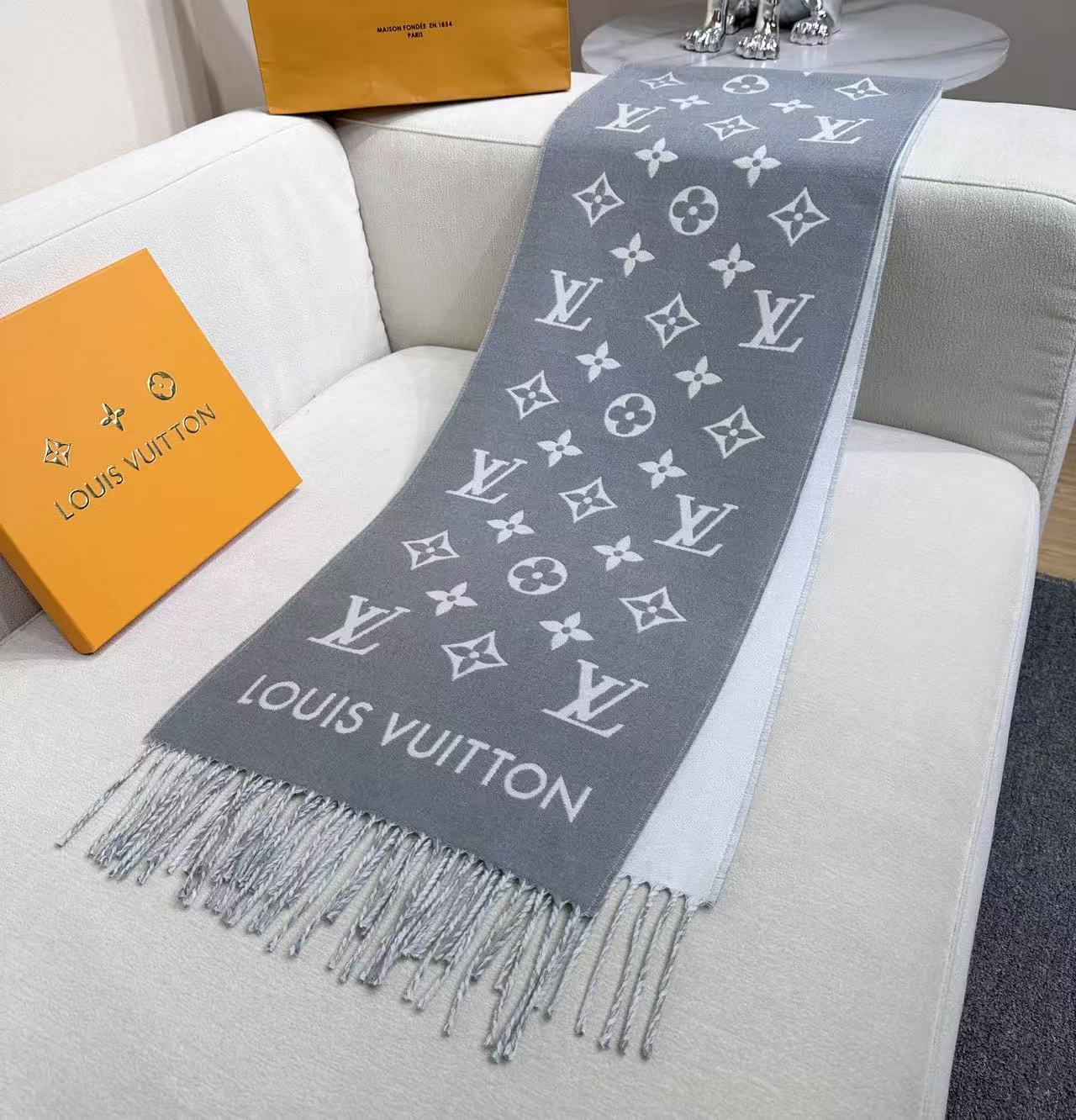 Cheap Louis Vuitton Cashmere Scarf in 218211, $55 USD- [IB218211] - Replica Louis Vuitton Cashmere Scarf