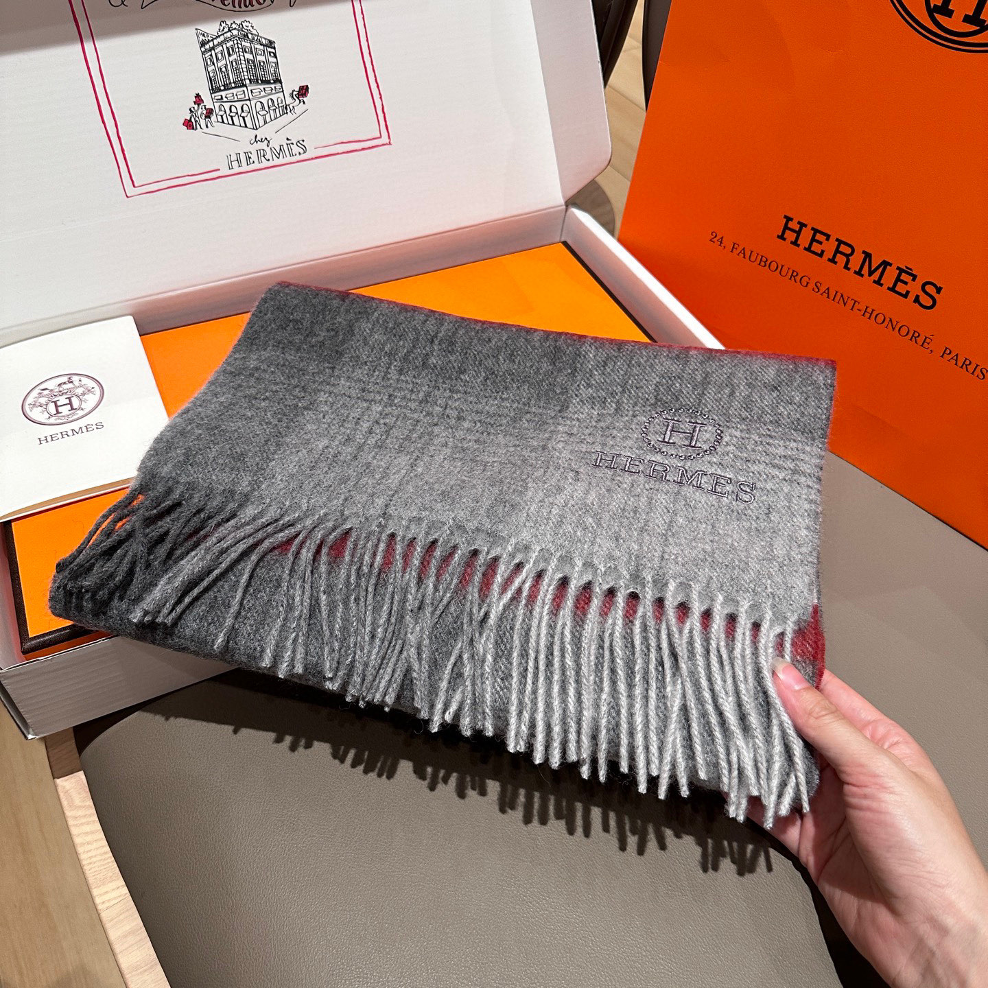 Cheap Hermes Cashmere scarf in 218239, $55 USD- [IB218239] - Replica Hermes Cashmere scarf
