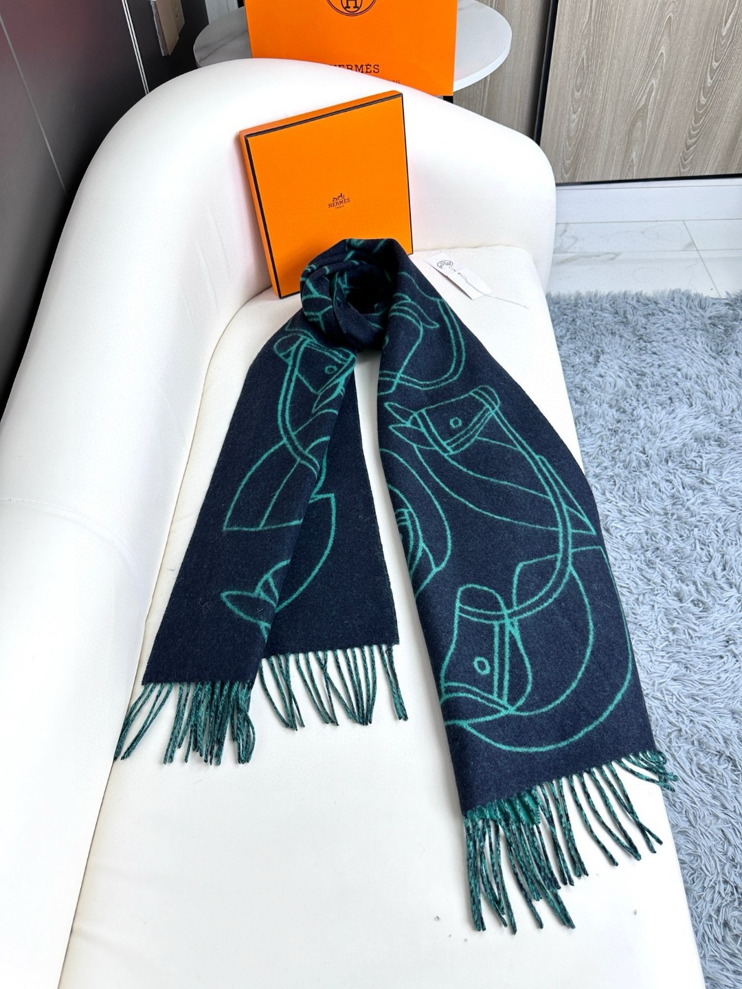 Cheap Hermes Cashmere scarf in 218245, $55 USD- [IB218245] - Replica Hermes Cashmere scarf