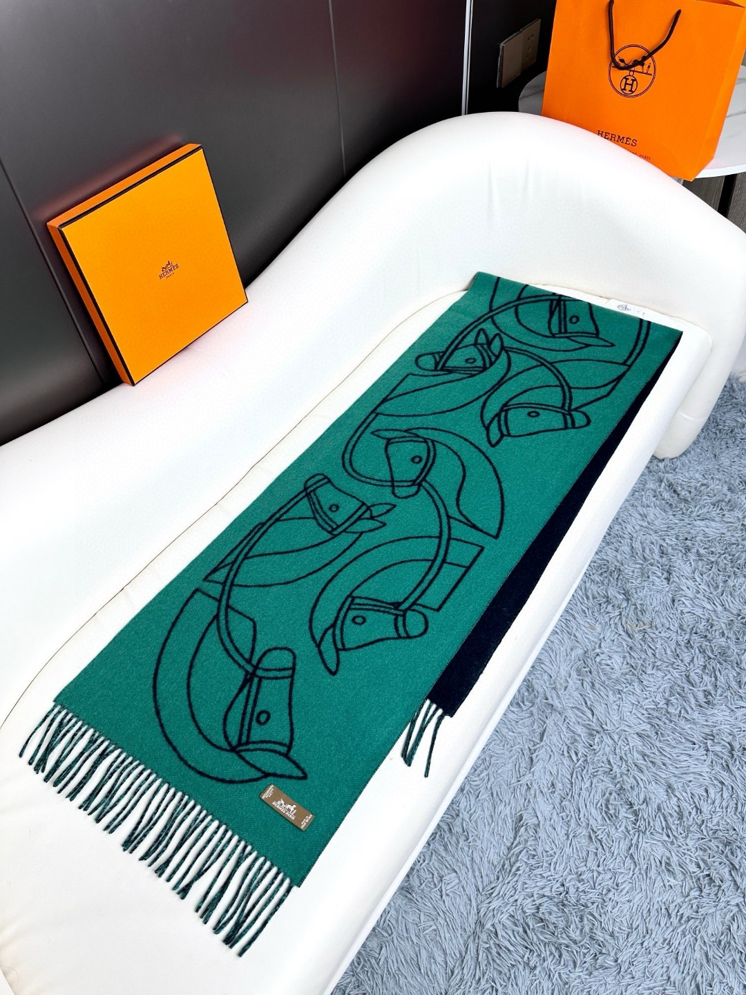 Cheap Hermes Cashmere scarf in 218245, $55 USD- [IB218245] - Replica Hermes Cashmere scarf