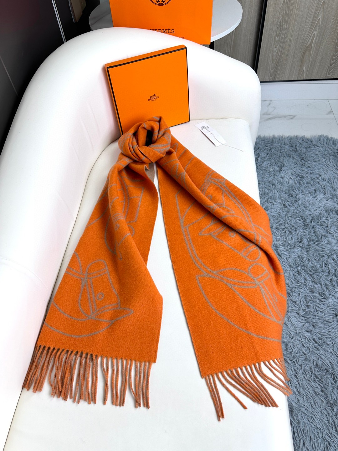 Cheap Hermes Cashmere scarf in 218246, $55 USD- [IB218246] - Replica Hermes Cashmere scarf