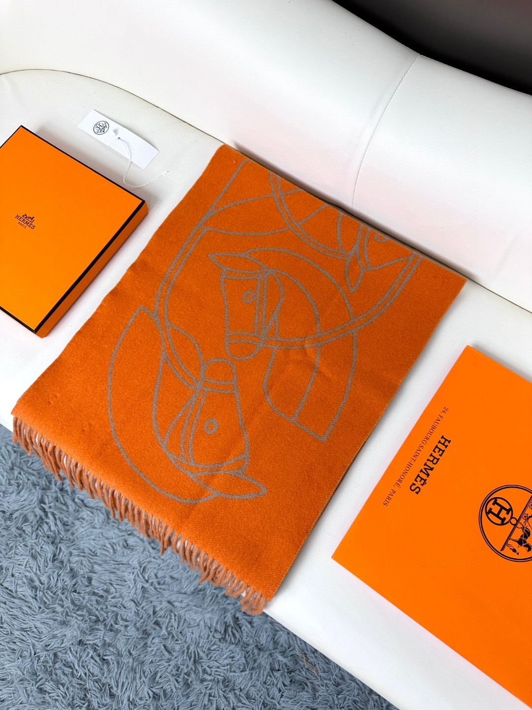 Cheap Hermes Cashmere scarf in 218246, $55 USD- [IB218246] - Replica Hermes Cashmere scarf
