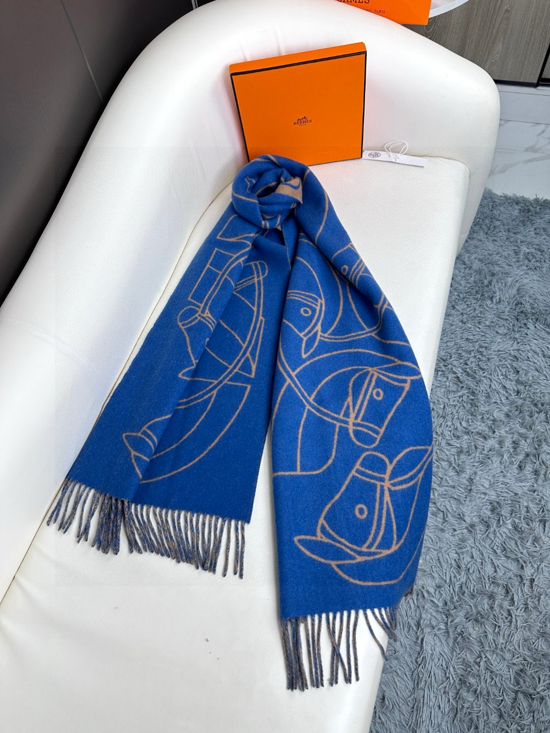 Cheap Hermes Cashmere scarf in 218247, $55 USD- [IB218247] - Replica Hermes Cashmere scarf