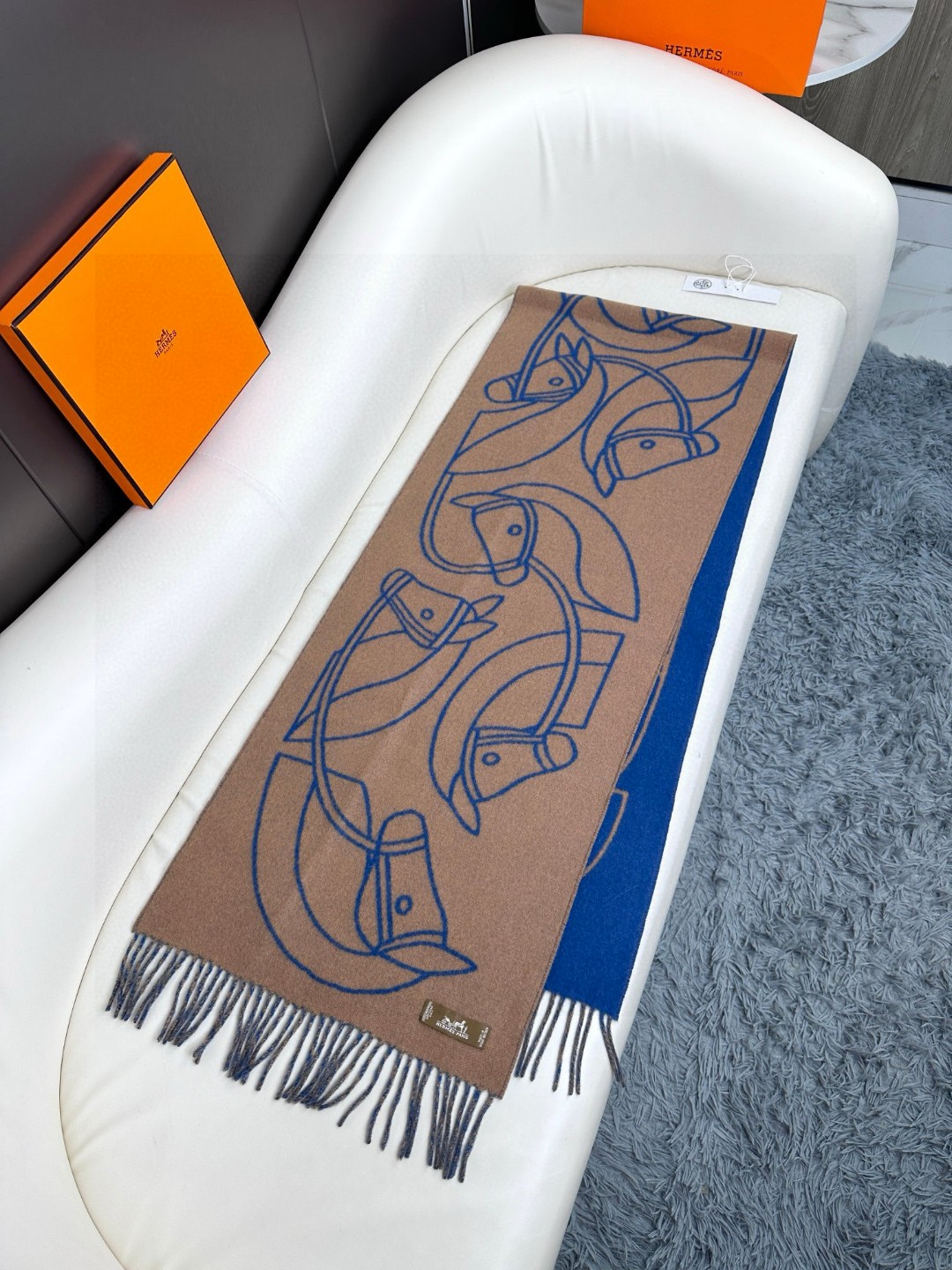 Cheap Hermes Cashmere scarf in 218247, $55 USD- [IB218247] - Replica Hermes Cashmere scarf