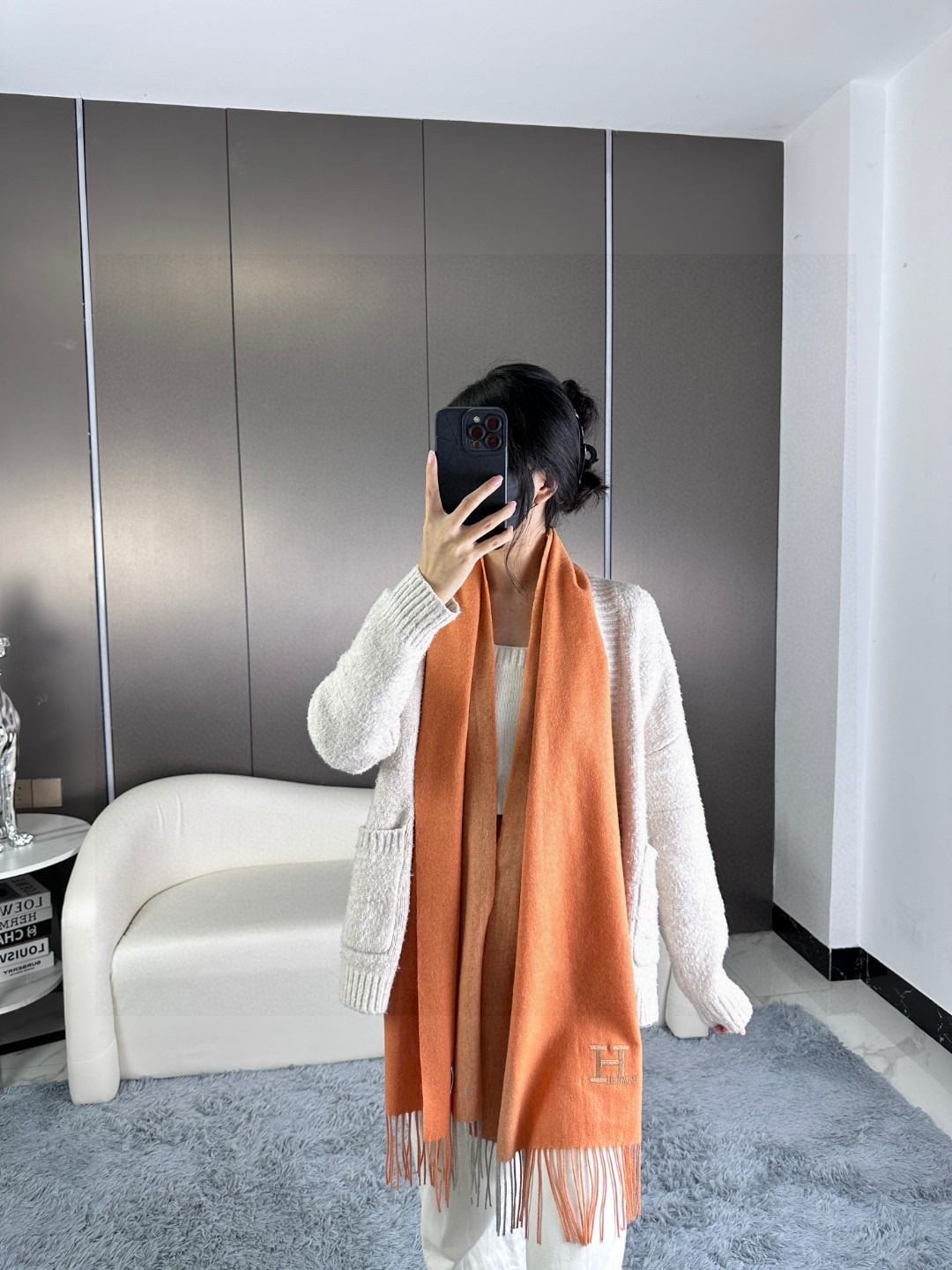 Cheap Hermes Cashmere scarf in 218249, $55 USD- [IB218249] - Replica Hermes Cashmere scarf
