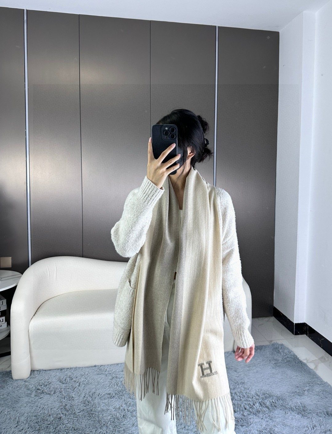 Cheap Hermes Cashmere scarf in 218251, $55 USD- [IB218251] - Replica Hermes Cashmere scarf