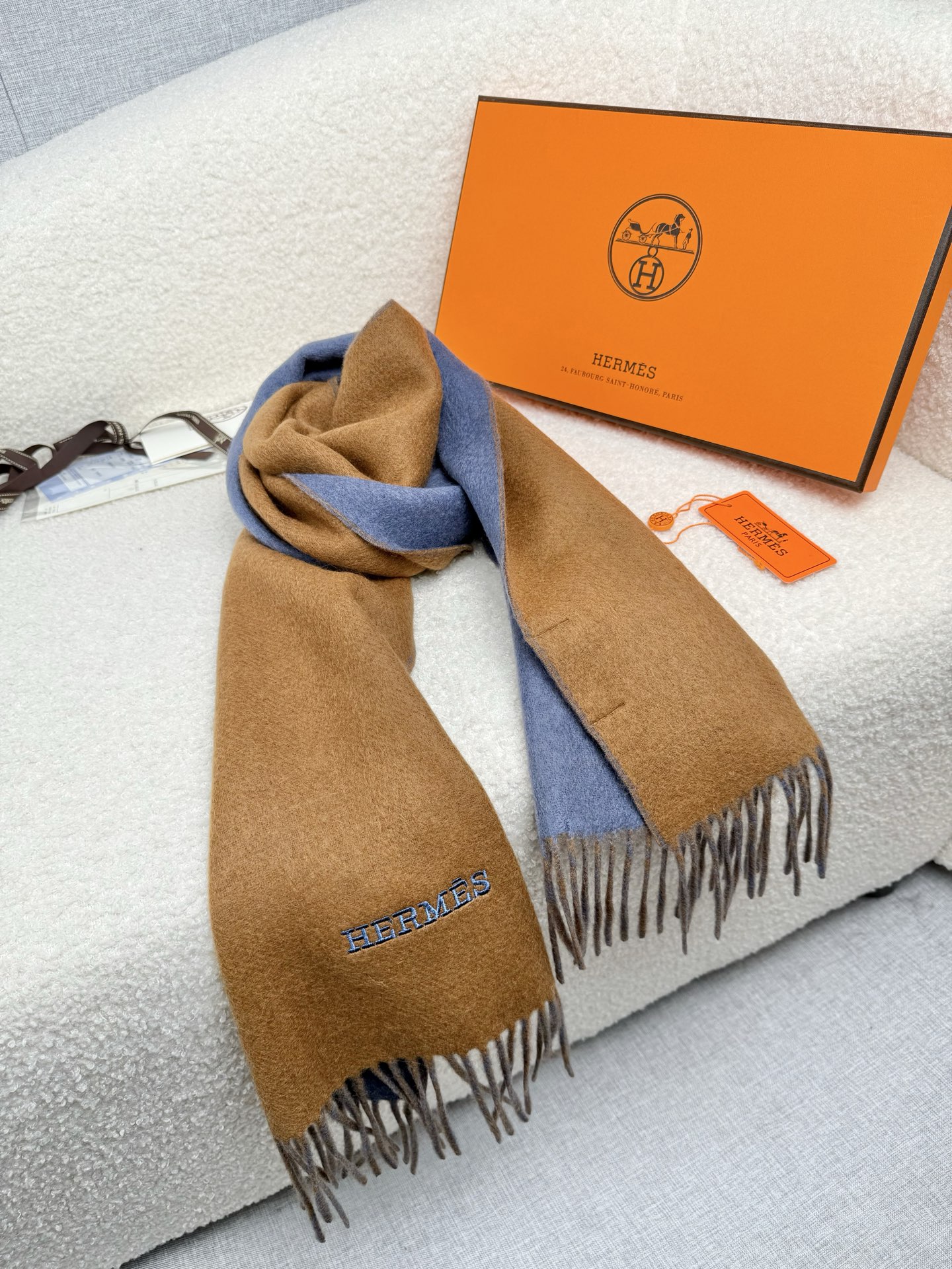 Cheap Hermes Cashmere scarf in 218253, $55 USD- [IB218253] - Replica Hermes Cashmere scarf