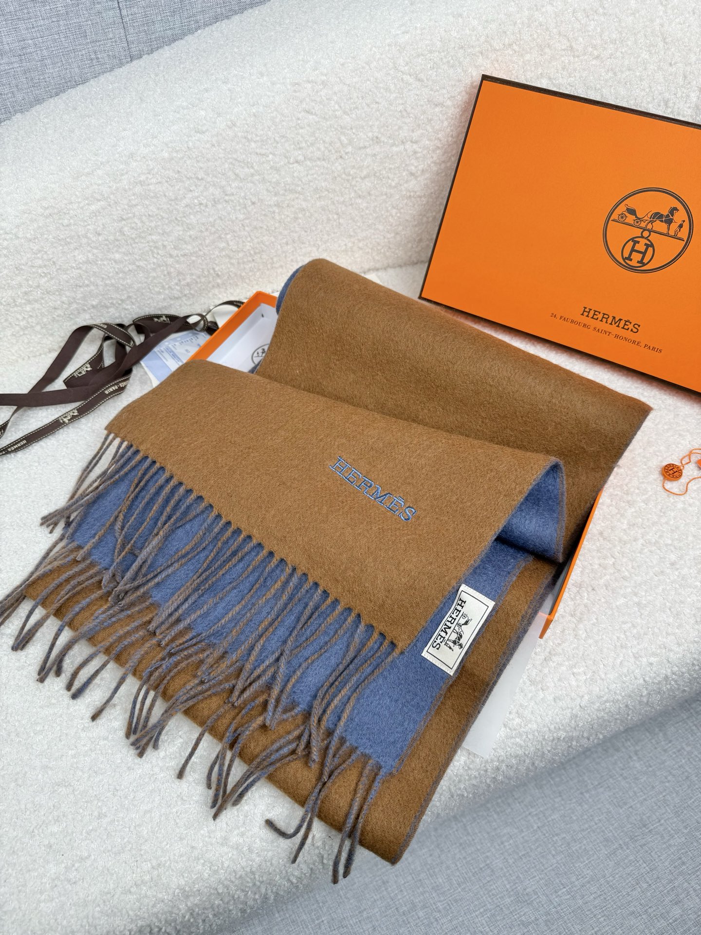 Cheap Hermes Cashmere scarf in 218253, $55 USD- [IB218253] - Replica Hermes Cashmere scarf