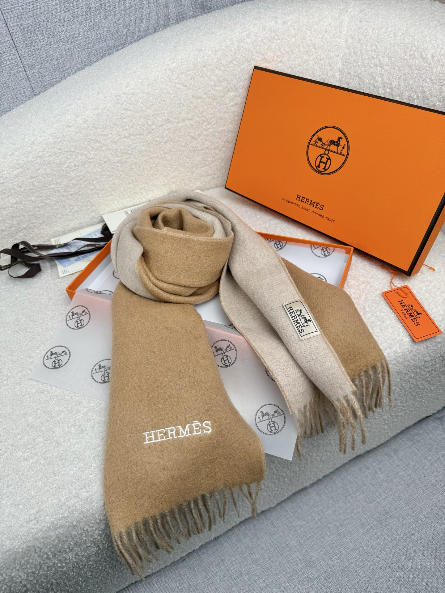 Cheap Hermes Cashmere scarf in 218254, $55 USD- [IB218254] - Replica Hermes Cashmere scarf