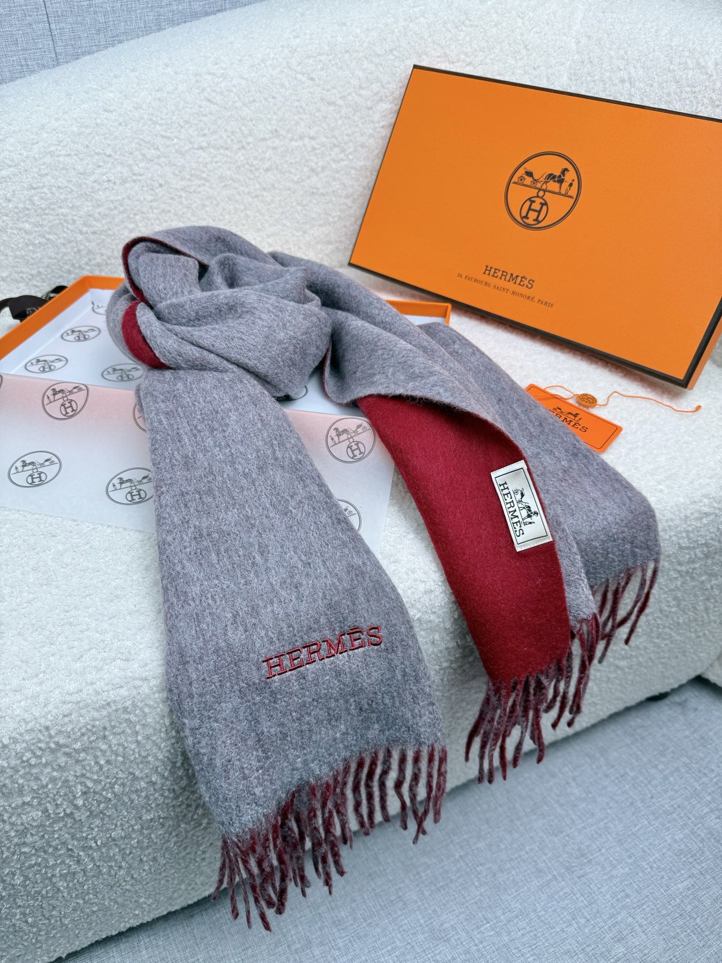 Cheap Hermes Cashmere scarf in 218255, $55 USD- [IB218255] - Replica Hermes Cashmere scarf