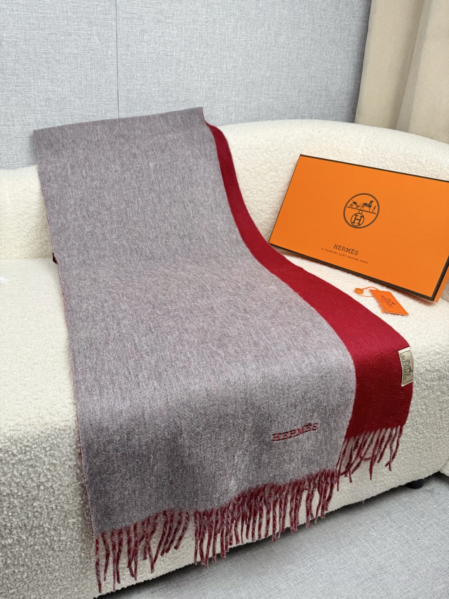 Cheap Hermes Cashmere scarf in 218255, $55 USD- [IB218255] - Replica Hermes Cashmere scarf
