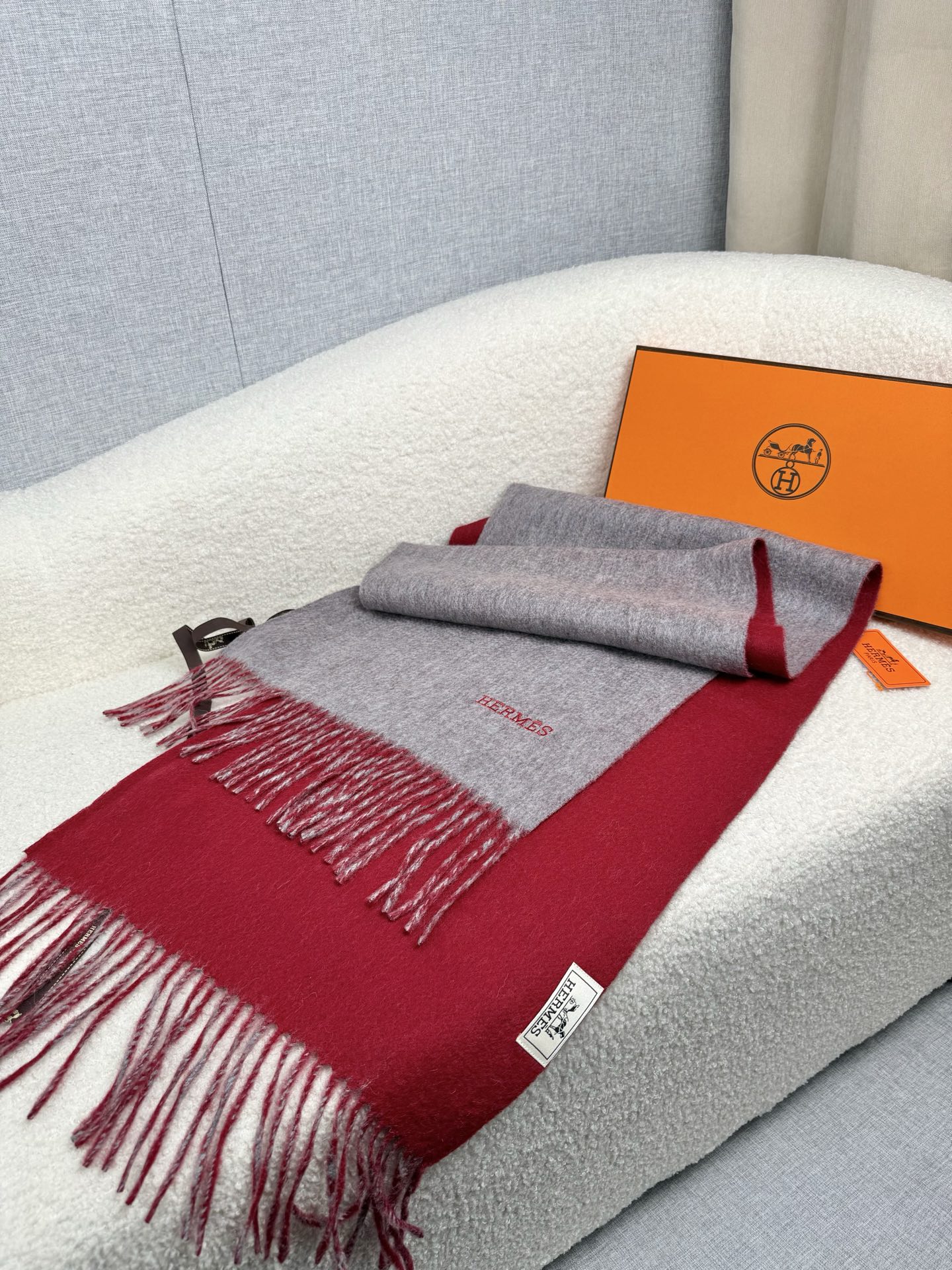 Cheap Hermes Cashmere scarf in 218255, $55 USD- [IB218255] - Replica Hermes Cashmere scarf