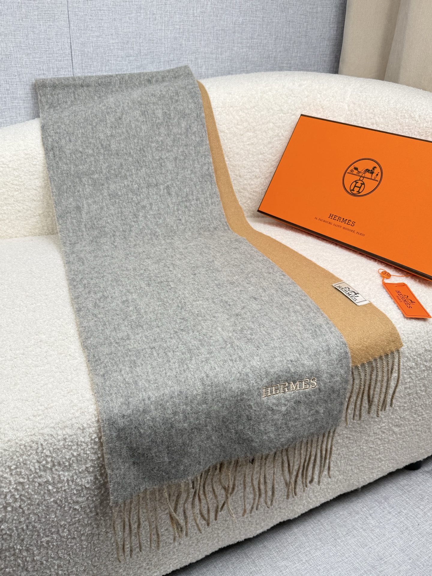 Cheap Hermes Cashmere scarf in 218256, $55 USD- [IB218256] - Replica Hermes Cashmere scarf