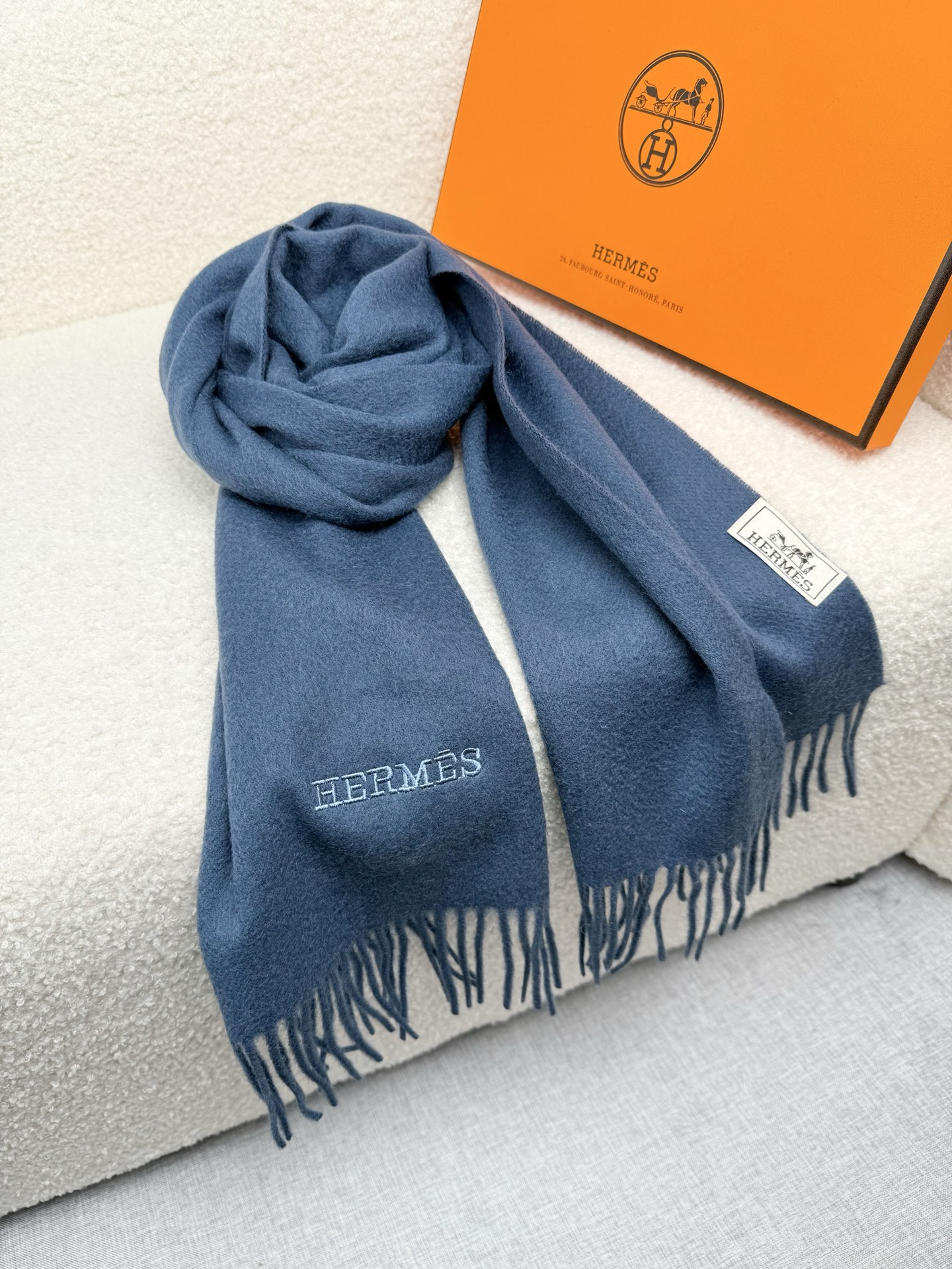 Cheap Hermes Cashmere scarf in 218258, $55 USD- [IB218258] - Replica Hermes Cashmere scarf