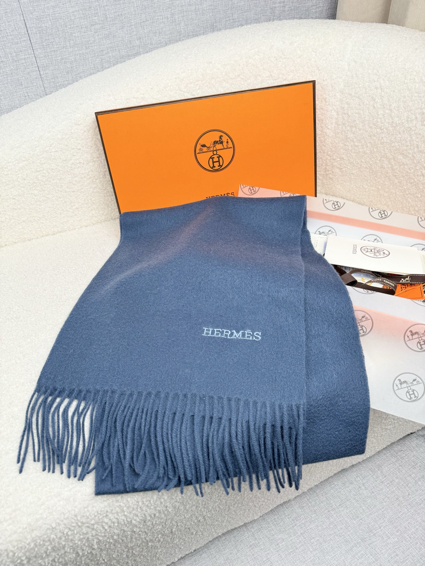 Cheap Hermes Cashmere scarf in 218258, $55 USD- [IB218258] - Replica Hermes Cashmere scarf
