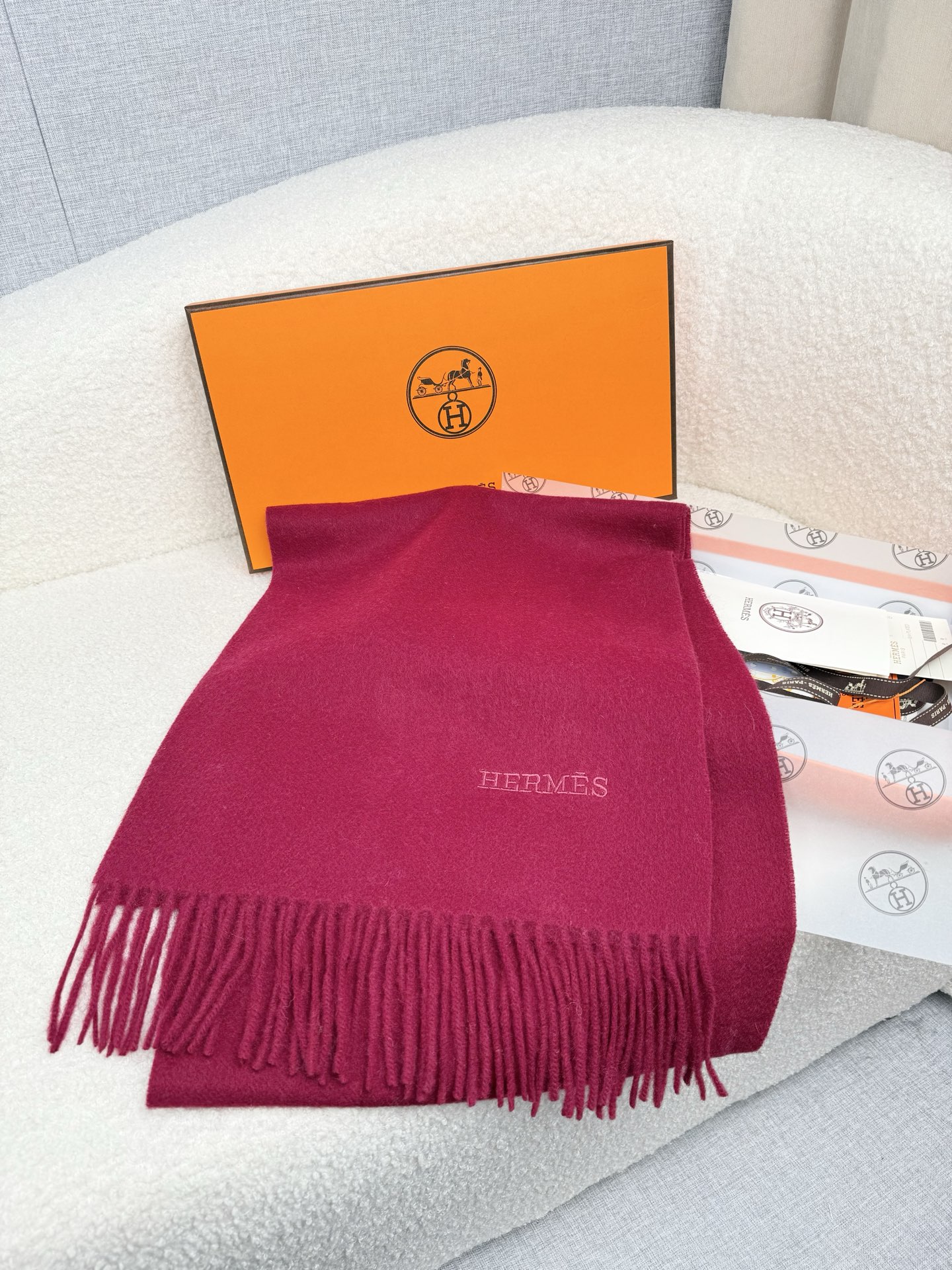 Cheap Hermes Cashmere scarf in 218259, $55 USD- [IB218259] - Replica Hermes Cashmere scarf