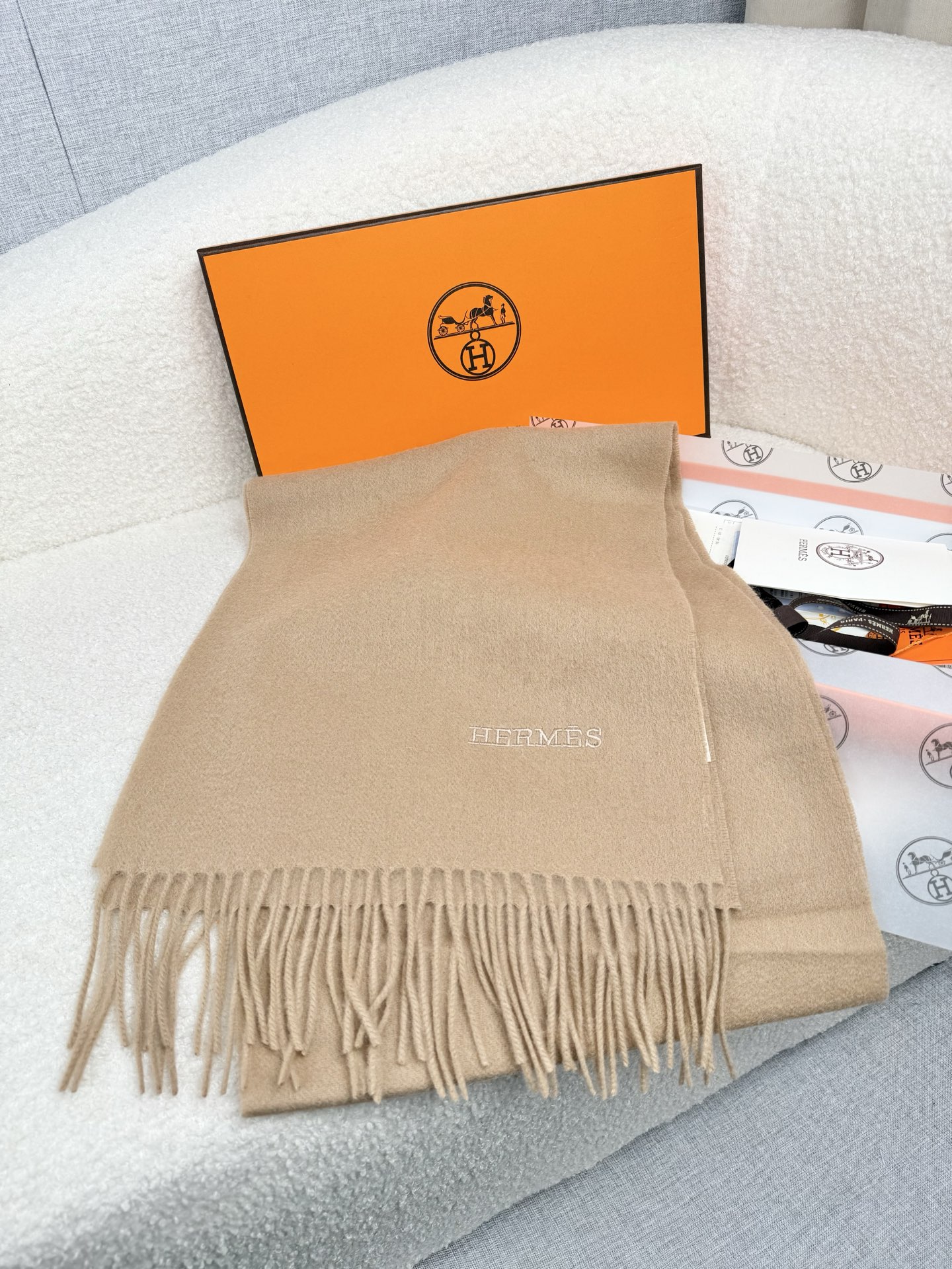 Cheap Hermes Cashmere scarf in 218260, $55 USD- [IB218260] - Replica Hermes Cashmere scarf