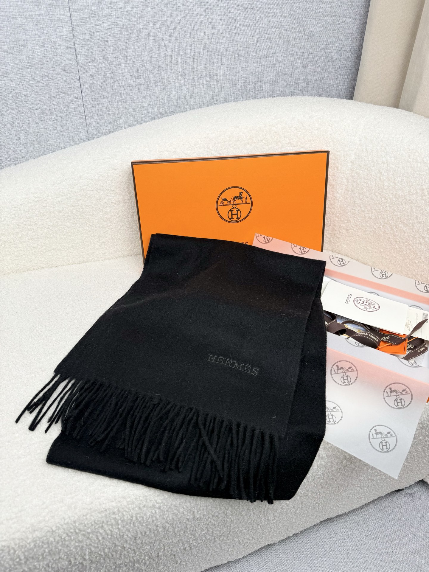 Cheap Hermes Cashmere scarf in 218261, $55 USD- [IB218261] - Replica Hermes Cashmere scarf
