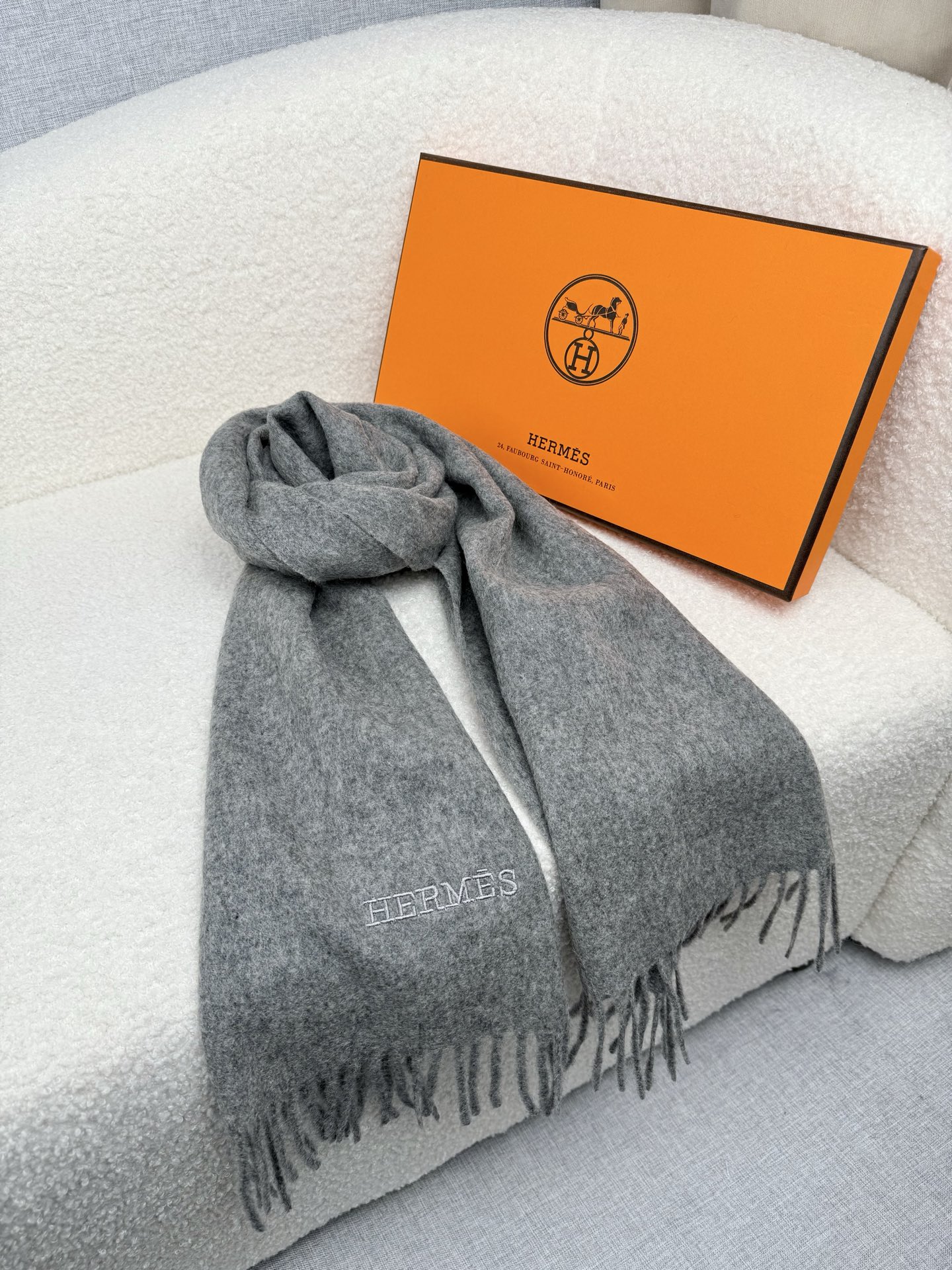 Cheap Hermes Cashmere scarf in 218262, $55 USD- [IB218262] - Replica Hermes Cashmere scarf