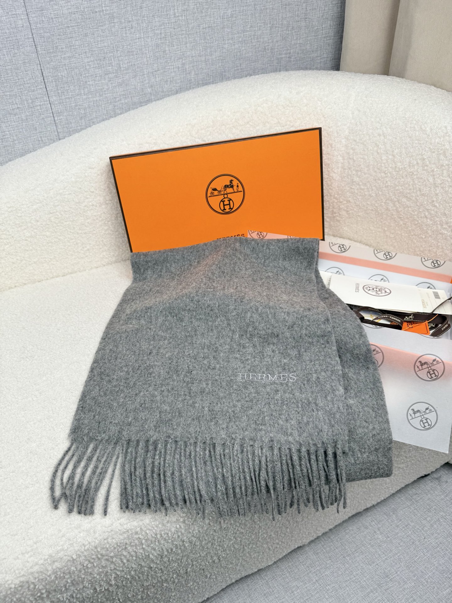 Cheap Hermes Cashmere scarf in 218262, $55 USD- [IB218262] - Replica Hermes Cashmere scarf