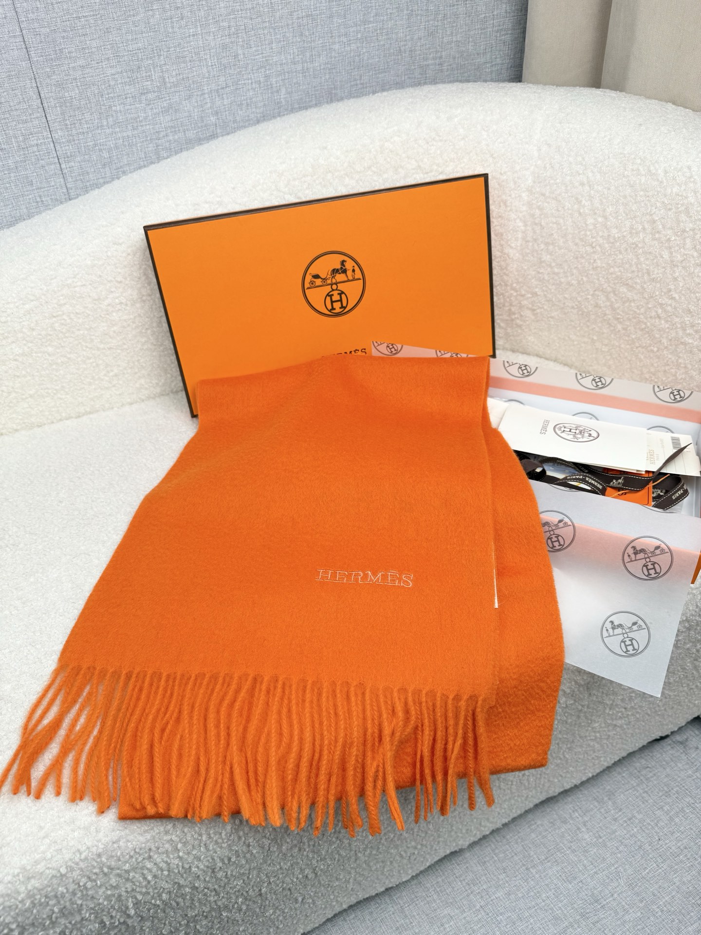 Cheap Hermes Cashmere scarf in 218263, $55 USD- [IB218263] - Replica Hermes Cashmere scarf